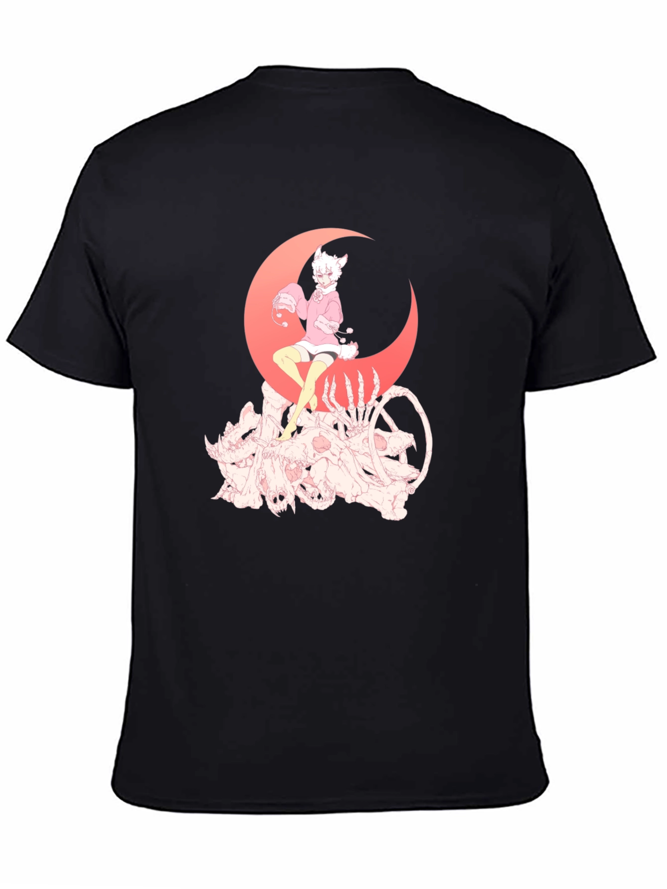 Gothic Anime T-Shirt - Moon & Skulls