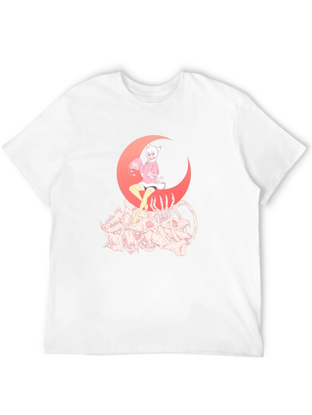 Gothic Anime T-Shirt - Moon & Skulls
