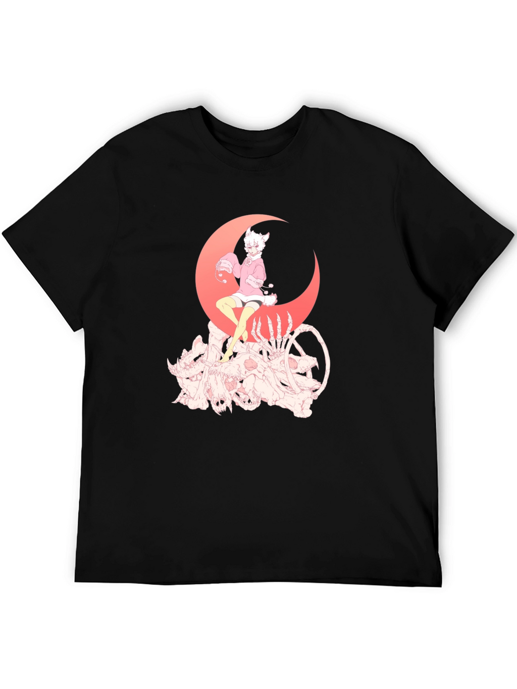 Gothic Anime T-Shirt - Moon & Skulls