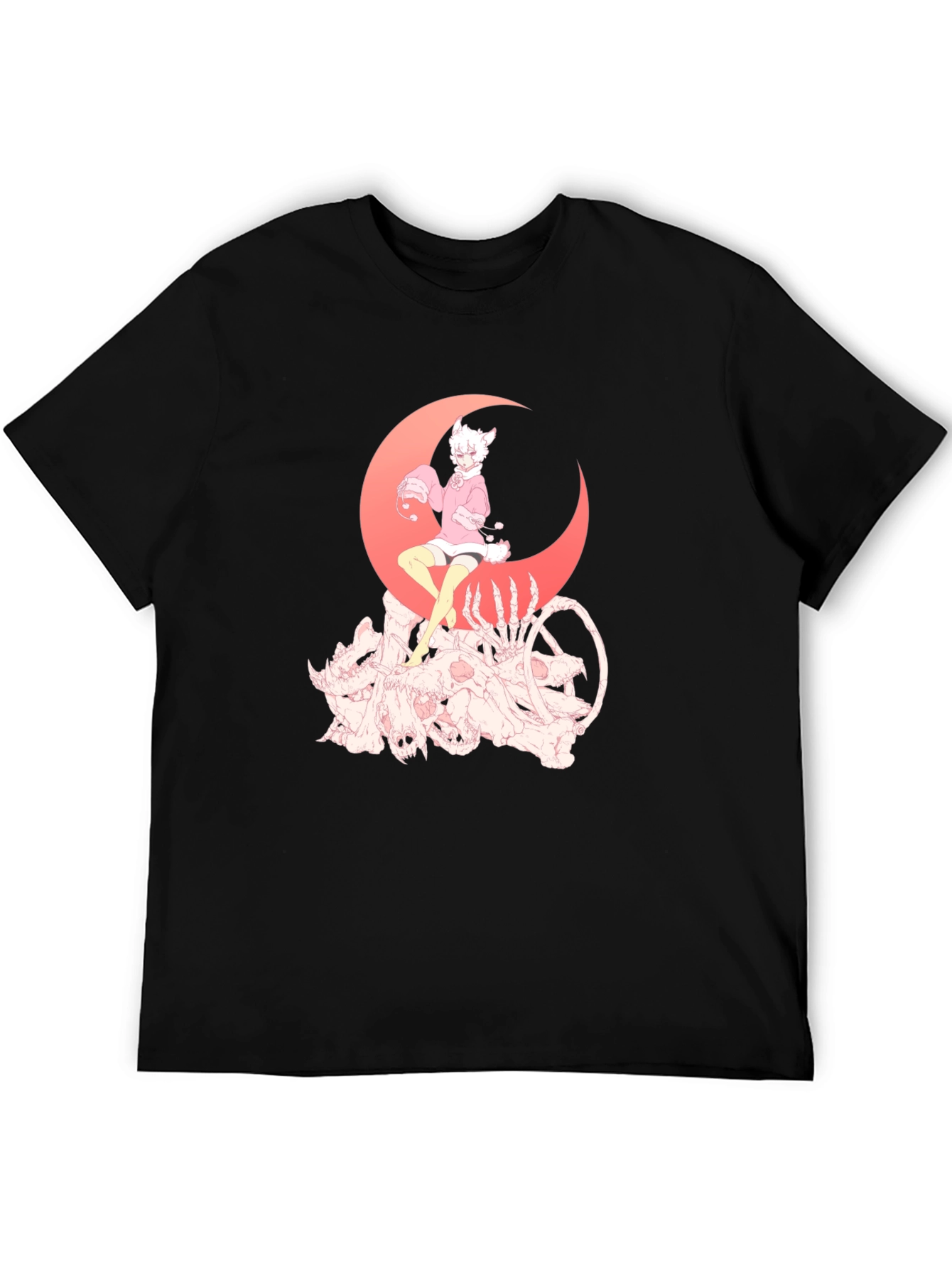 Gothic Anime T-Shirt - Moon & Skulls