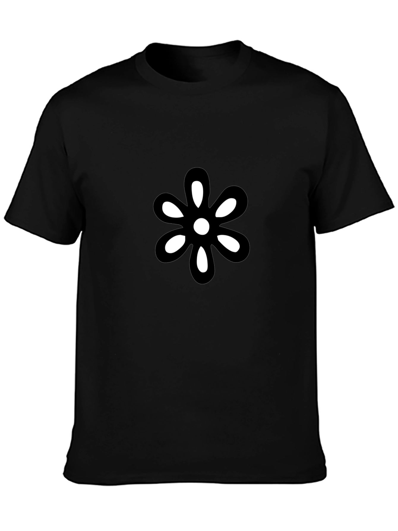 Modern Flower Graphic Black T-Shirt