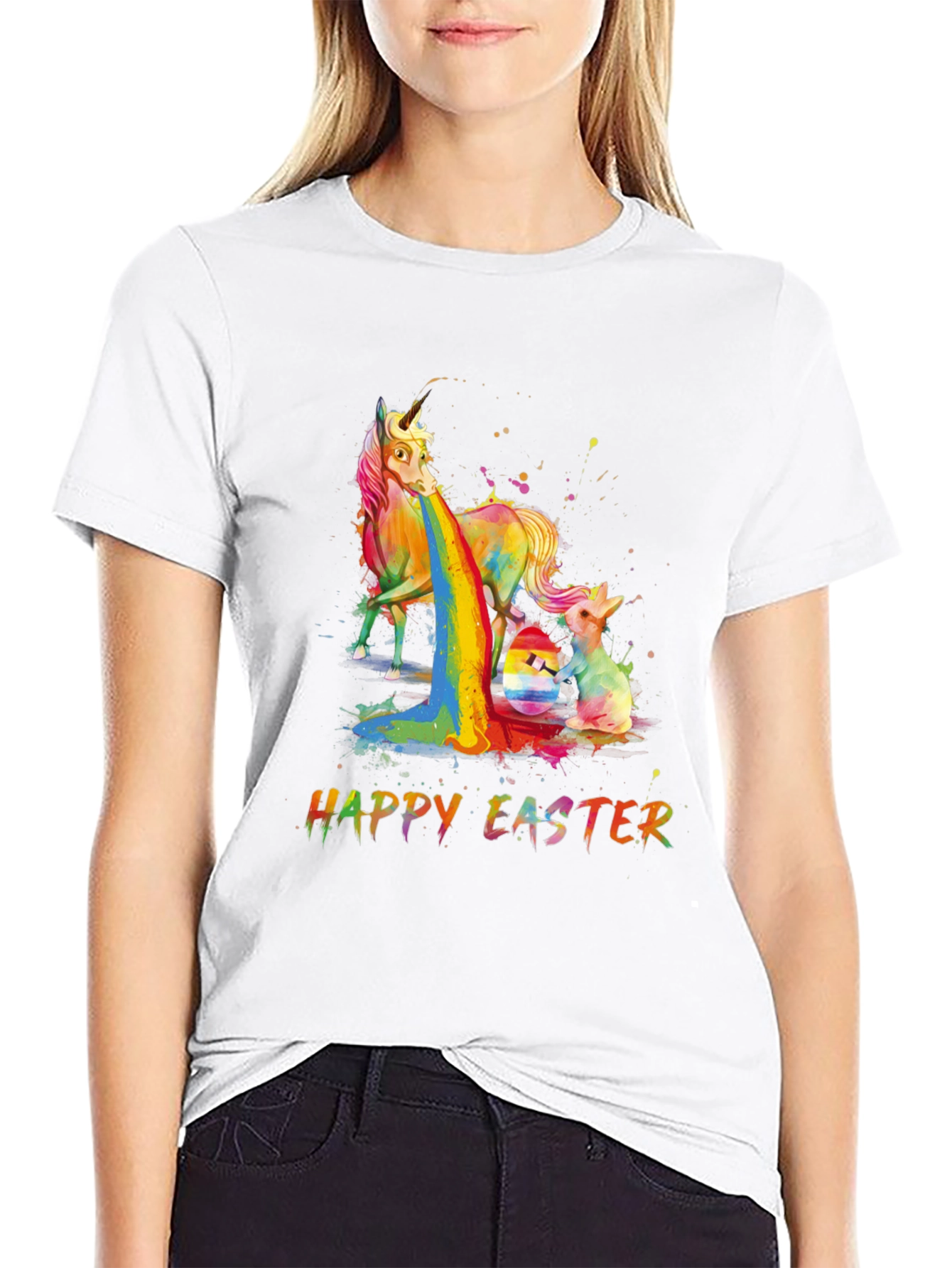 Happy Easter Unicorn Rainbow T-Shirt
