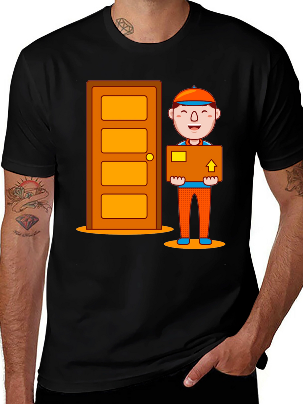 Delivery Guy Graphic T-Shirt - Black Cotton Tee