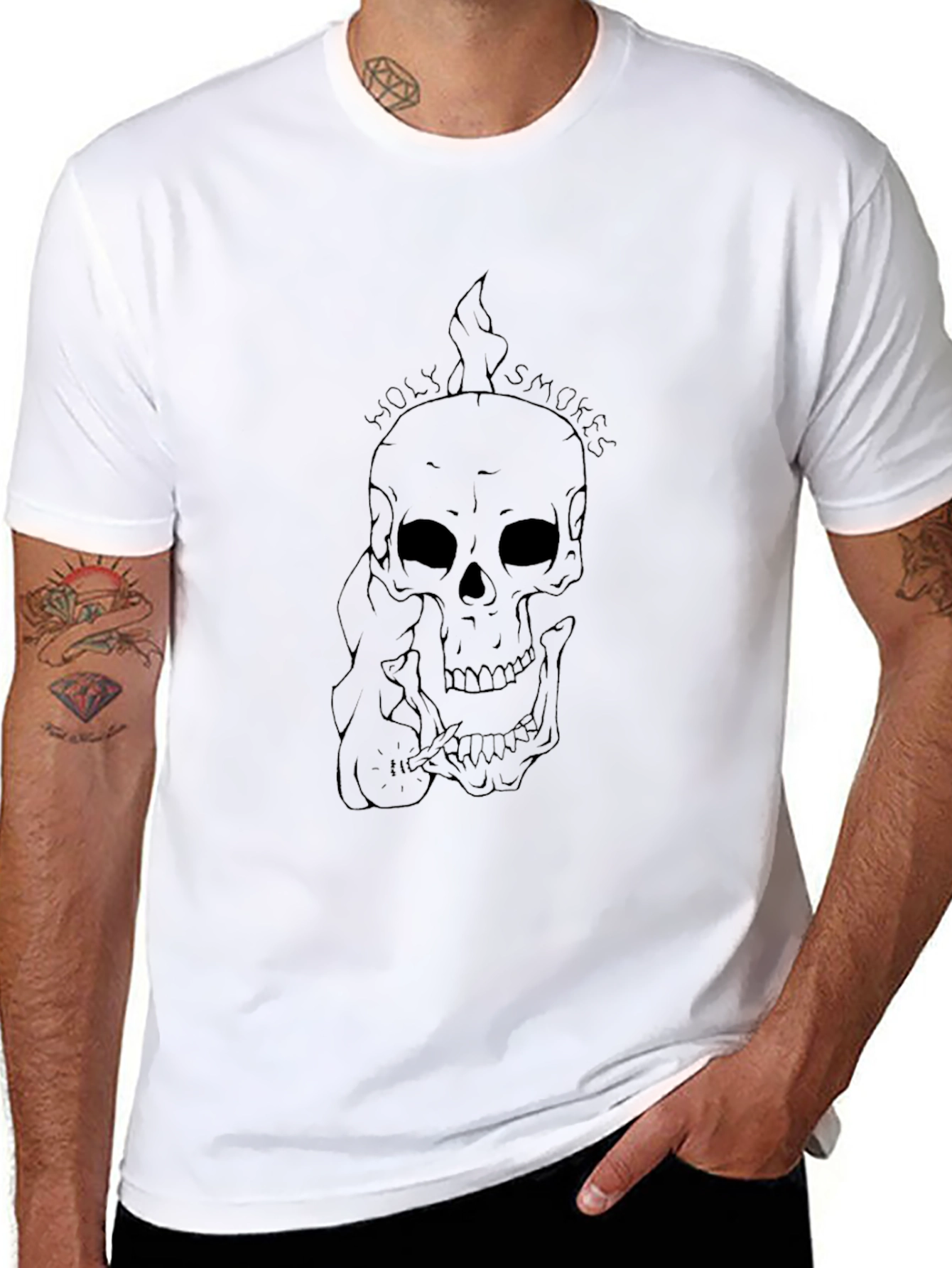 Skull Holy Smokes Black T-Shirt