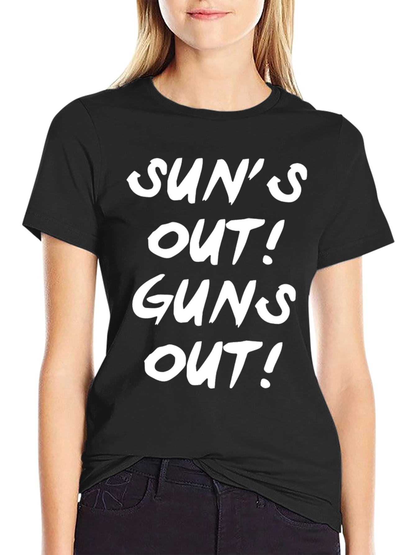 Suns Out Guns Out Black Graphic Tee Shirt