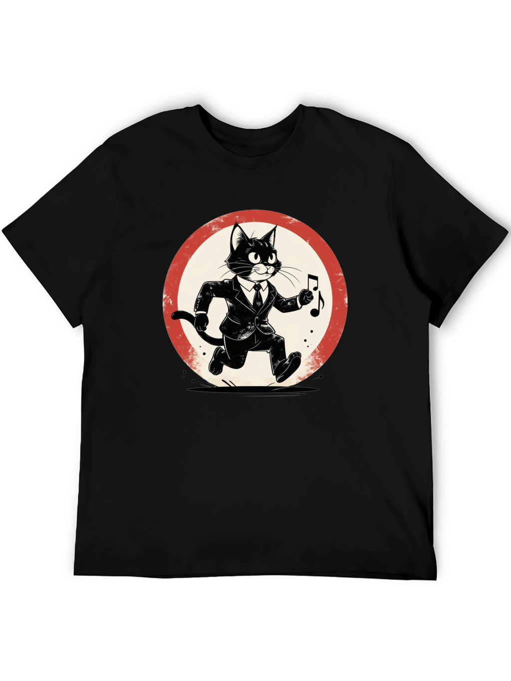Cool Cat Jazz Musician Black T-Shirt