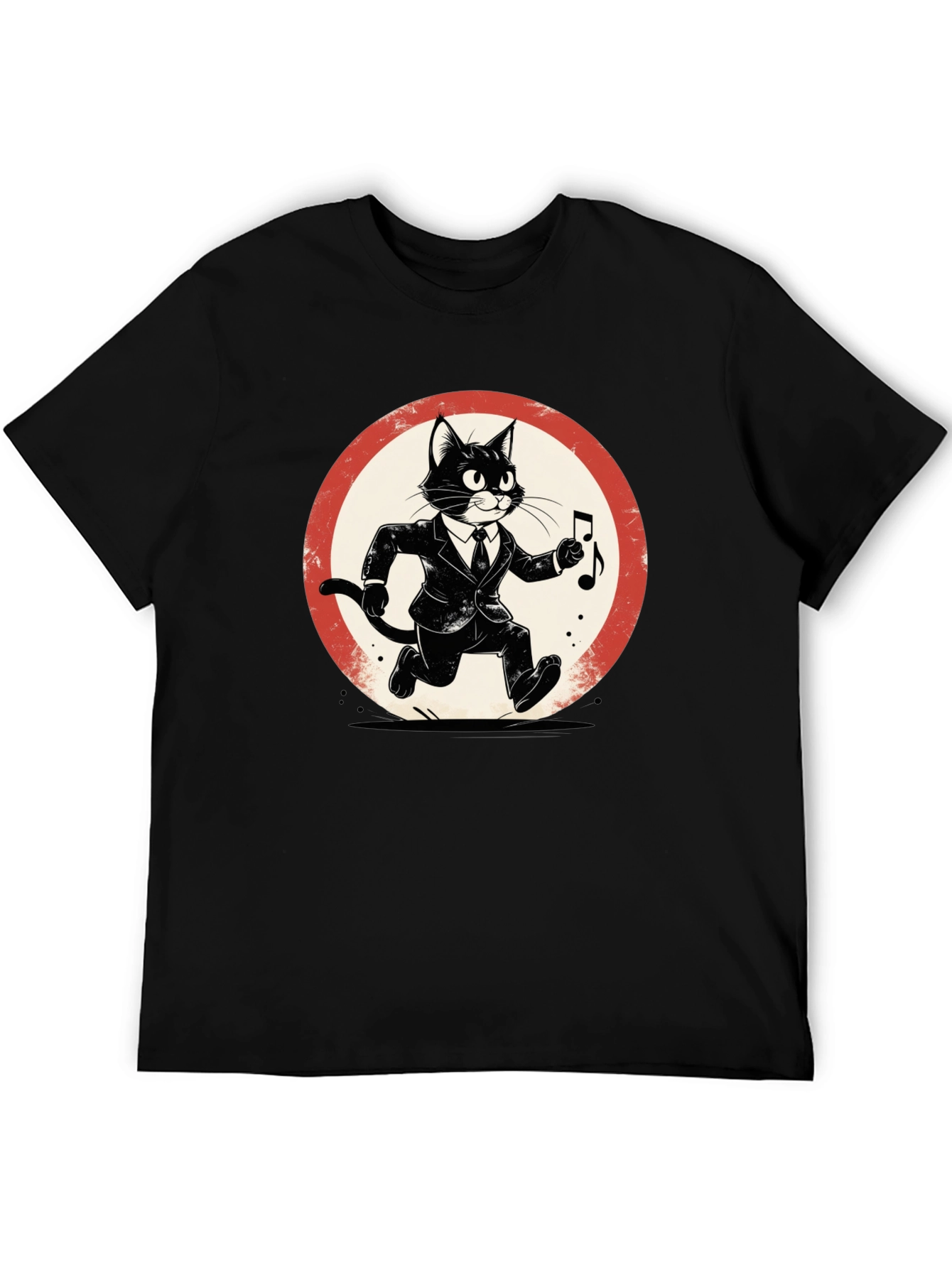 Cool Cat Jazz Musician Black T-Shirt