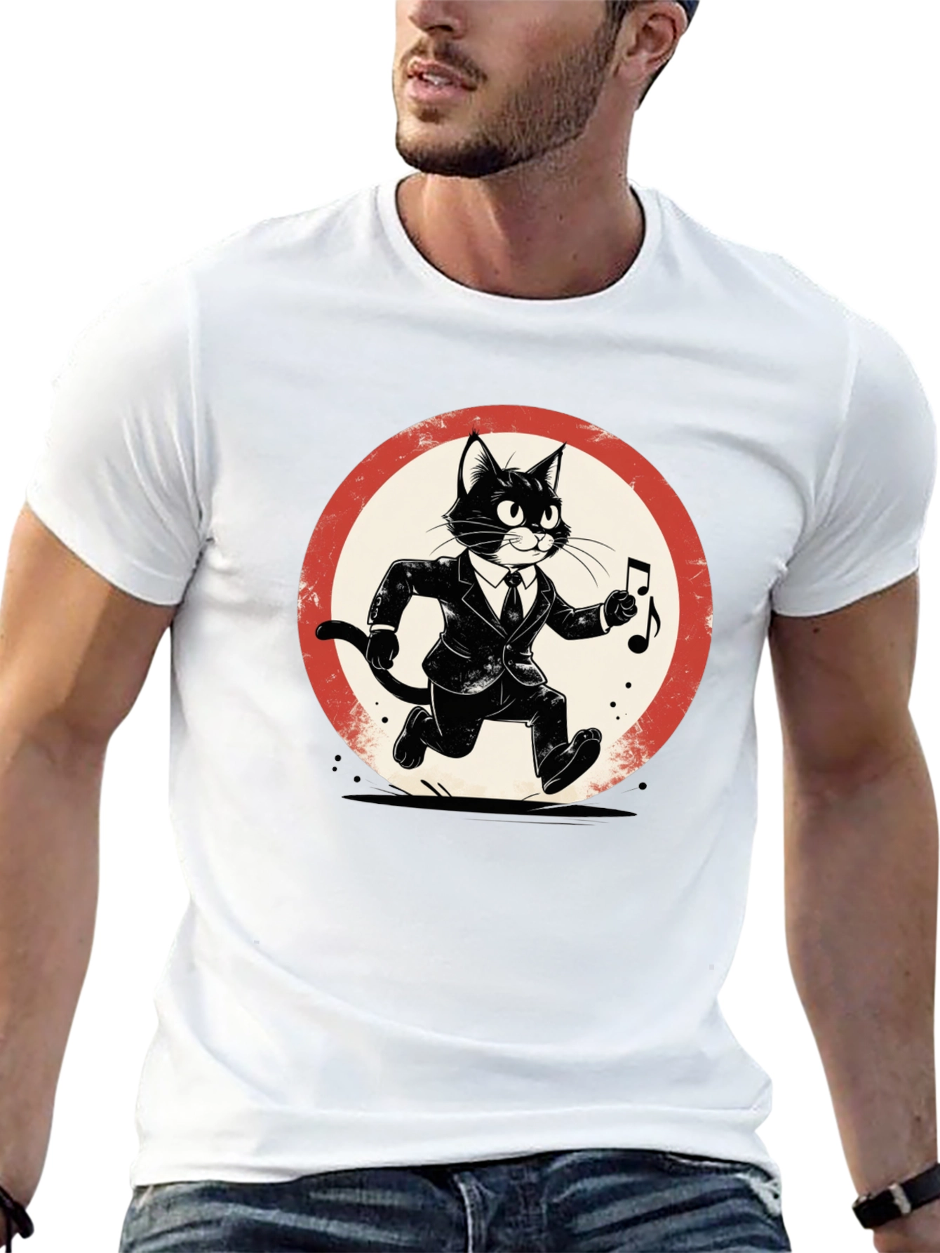 Cool Cat Jazz Musician Black T-Shirt
