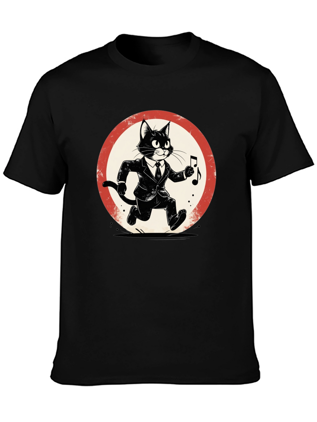 Cool Cat Jazz Musician Black T-Shirt
