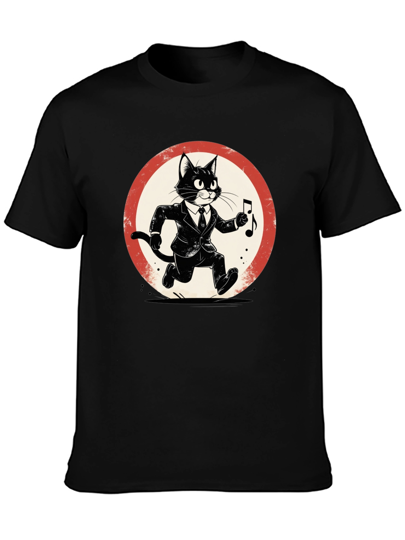 Cool Cat Jazz Musician Black T-Shirt