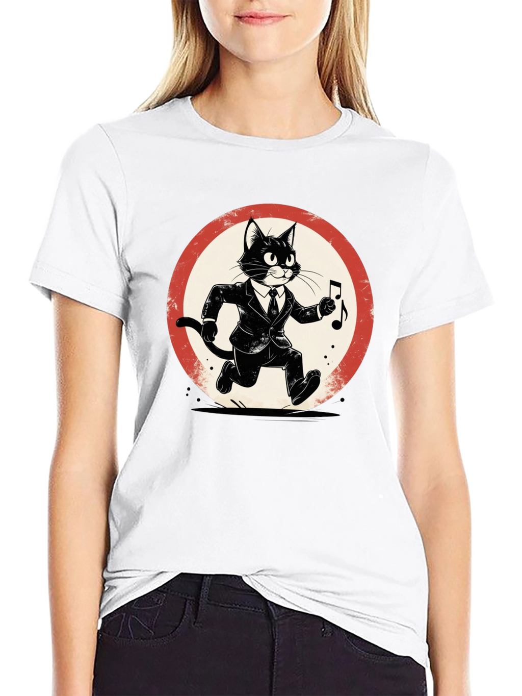 Cool Cat Jazz Musician Black T-Shirt