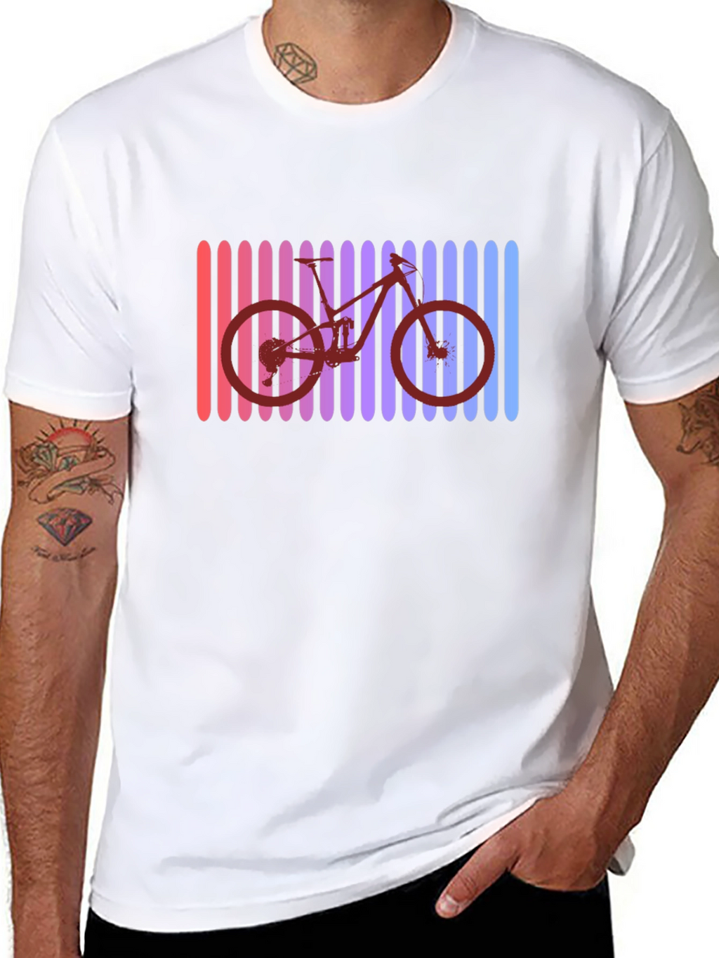 Gradient Bike Graphic Tee - Black Cotton T-Shirt
