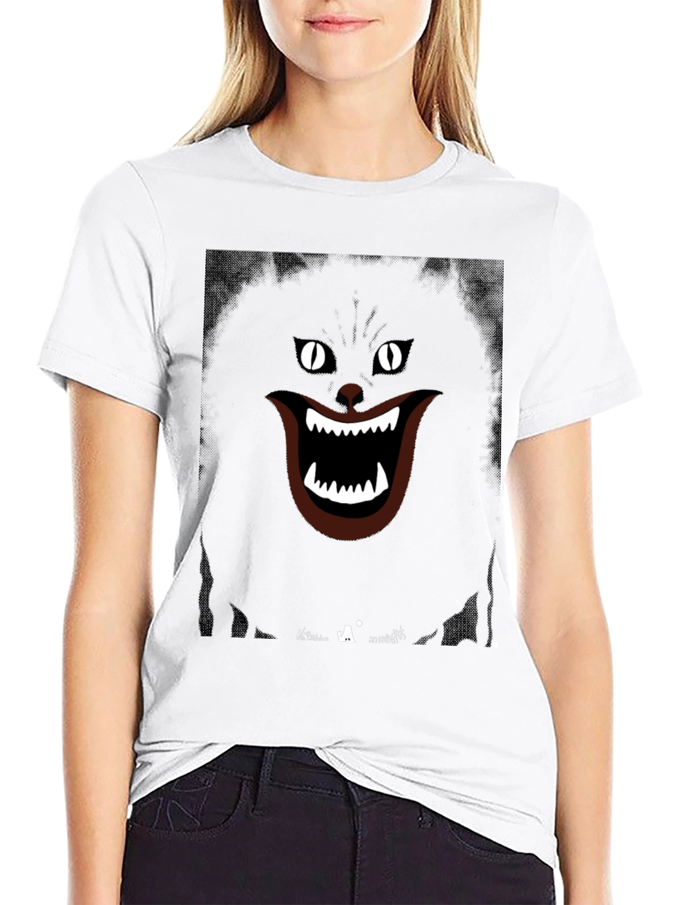 Grinning Cat Graphic Tee - Spooky Style