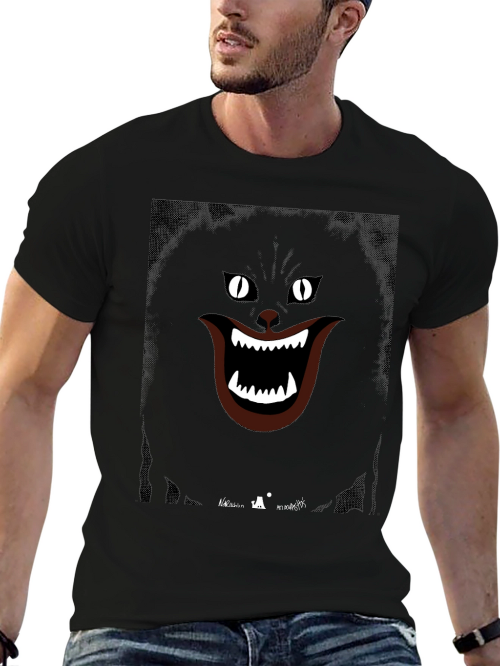 Grinning Cat Graphic Tee - Spooky Style