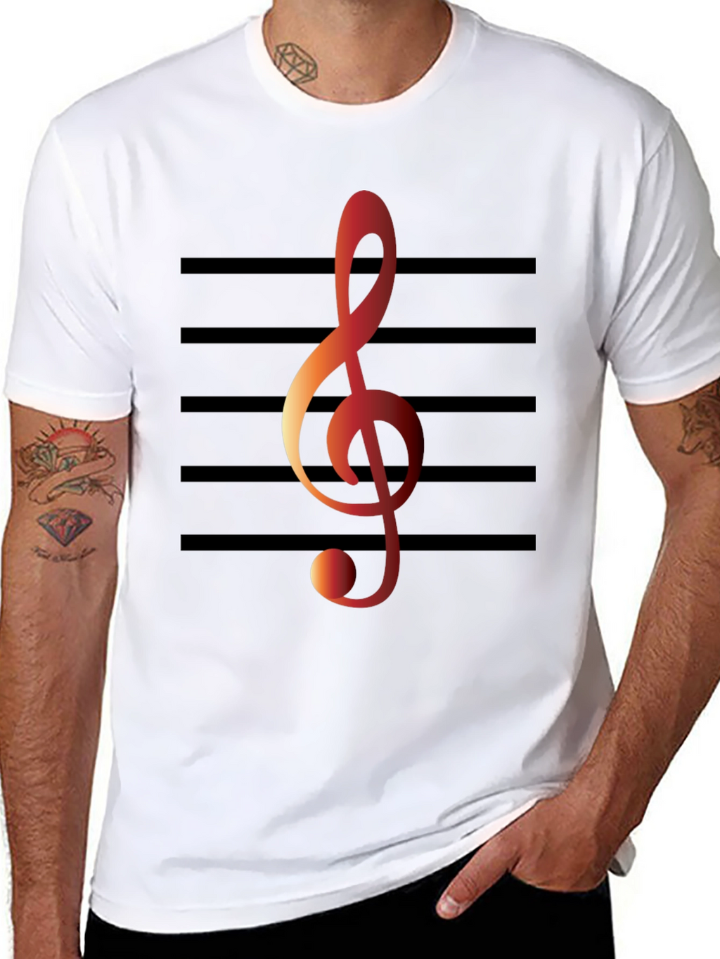 Musical Note Graphic Tee - Black Cotton T-Shirt