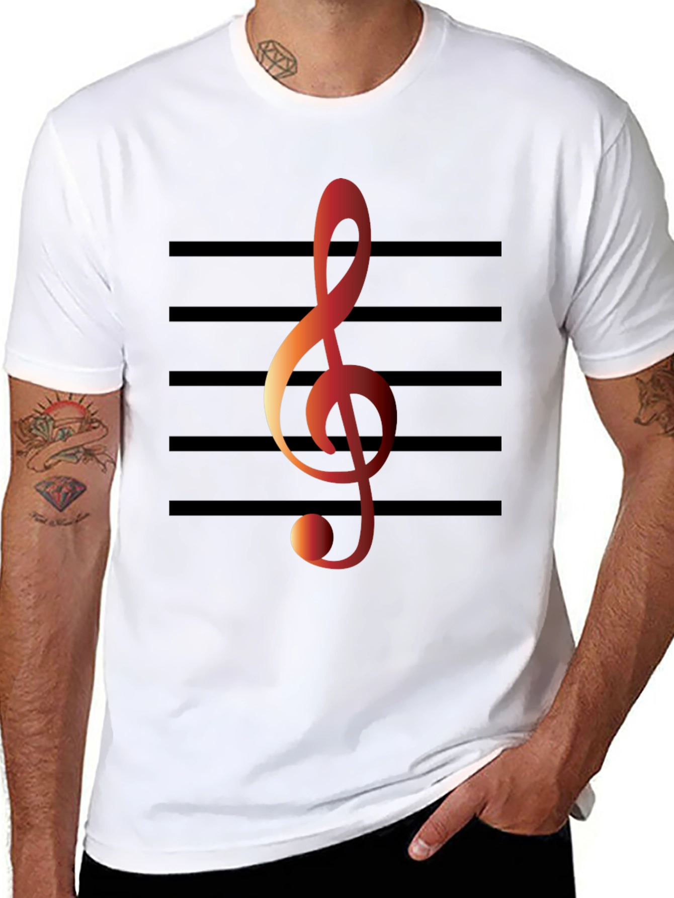Musical Note Graphic Tee - Black Cotton T-Shirt
