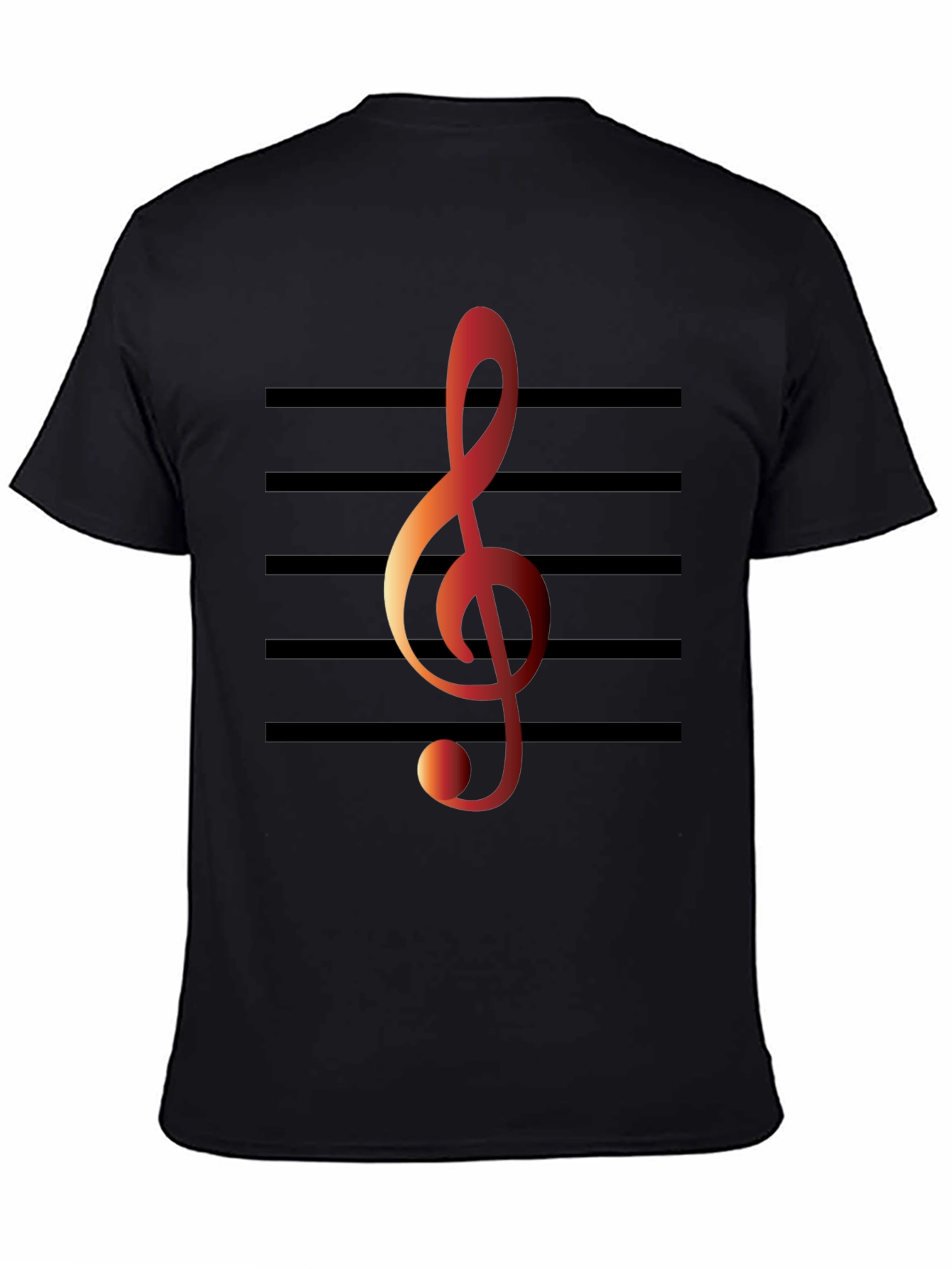 Musical Note Graphic Tee - Black Cotton T-Shirt