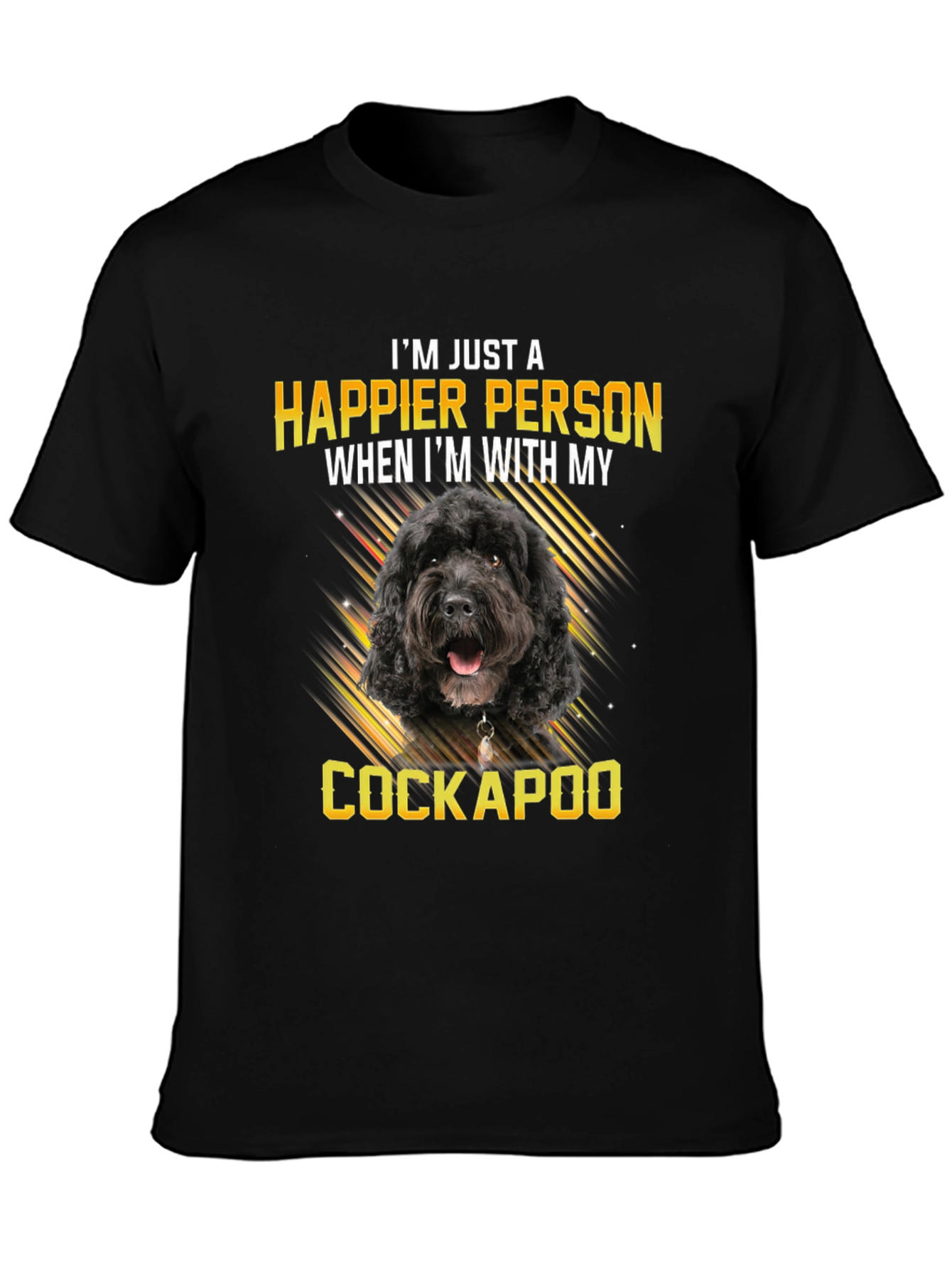 Happy Cockapoo Person Black T-Shirt