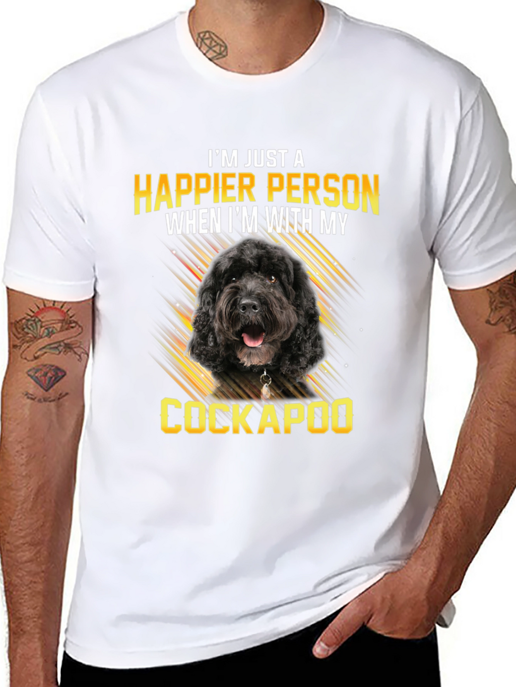 Happy Cockapoo Person Black T-Shirt