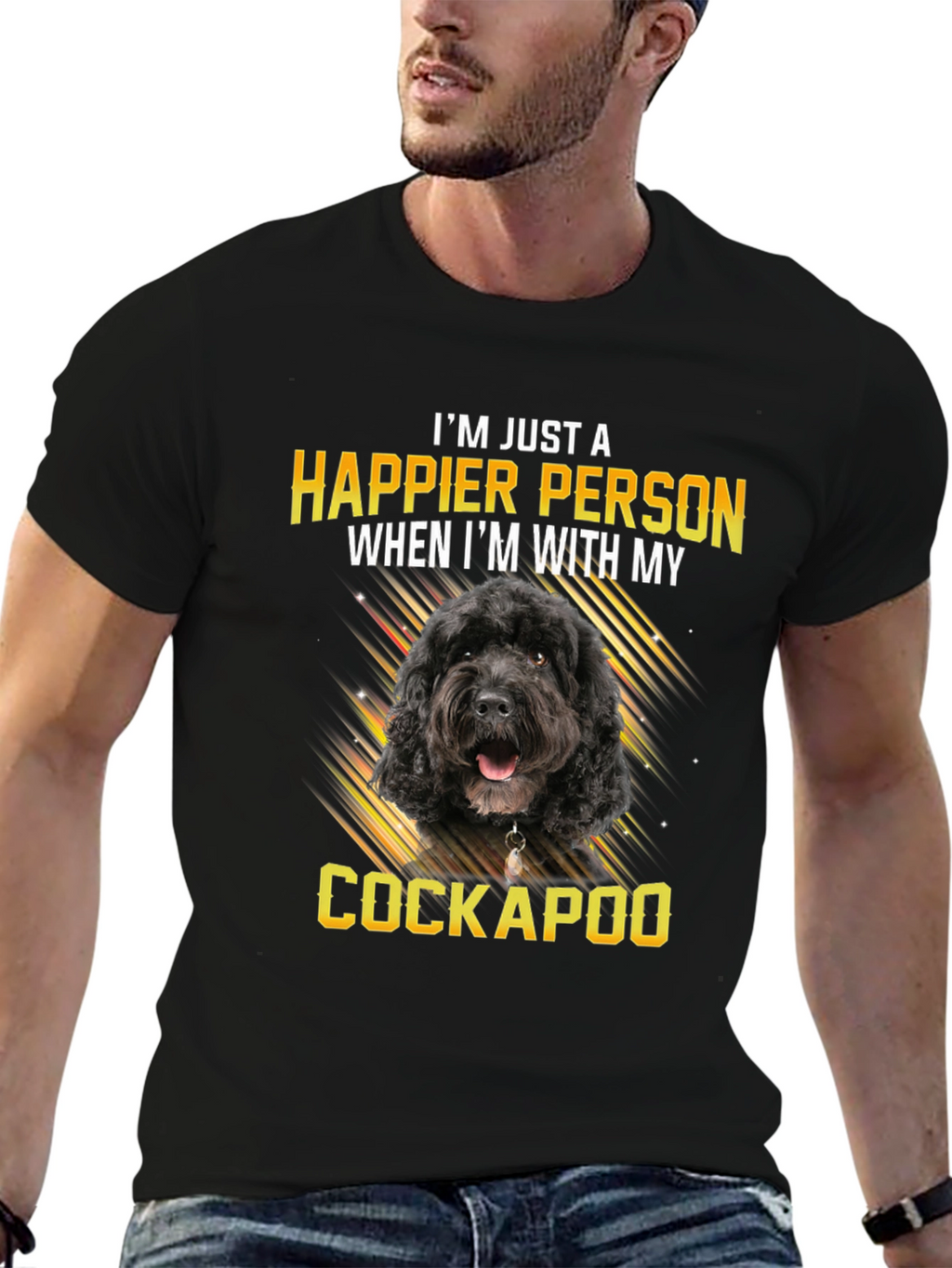 Happy Cockapoo Person Black T-Shirt