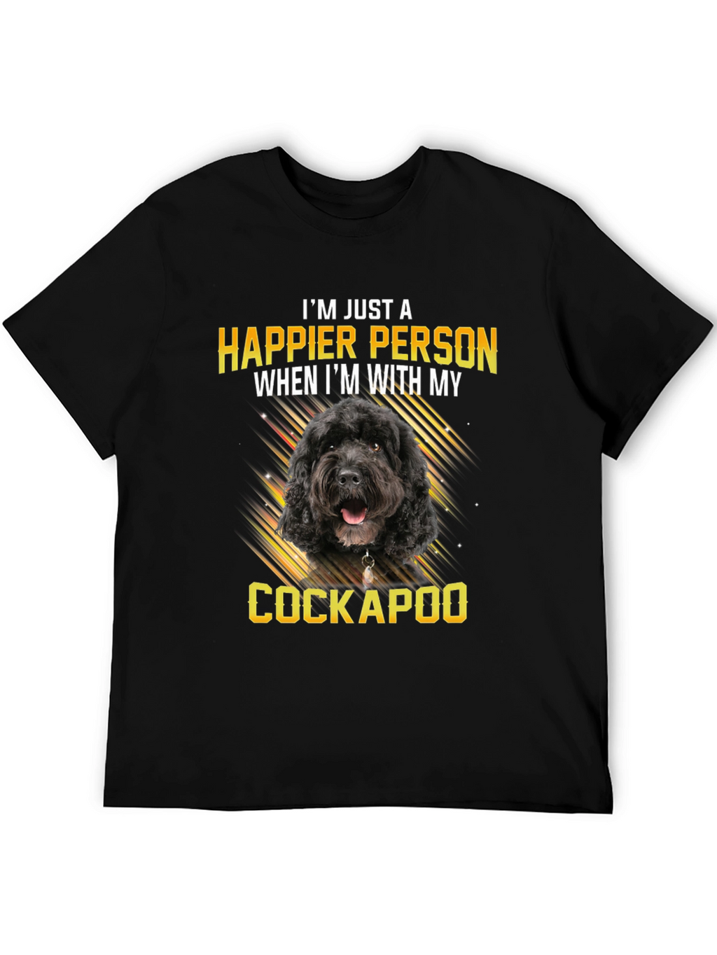 Happy Cockapoo Person Black T-Shirt