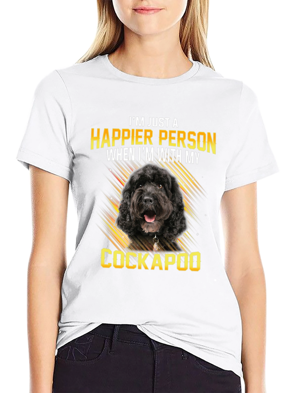 Happy Cockapoo Person Black T-Shirt