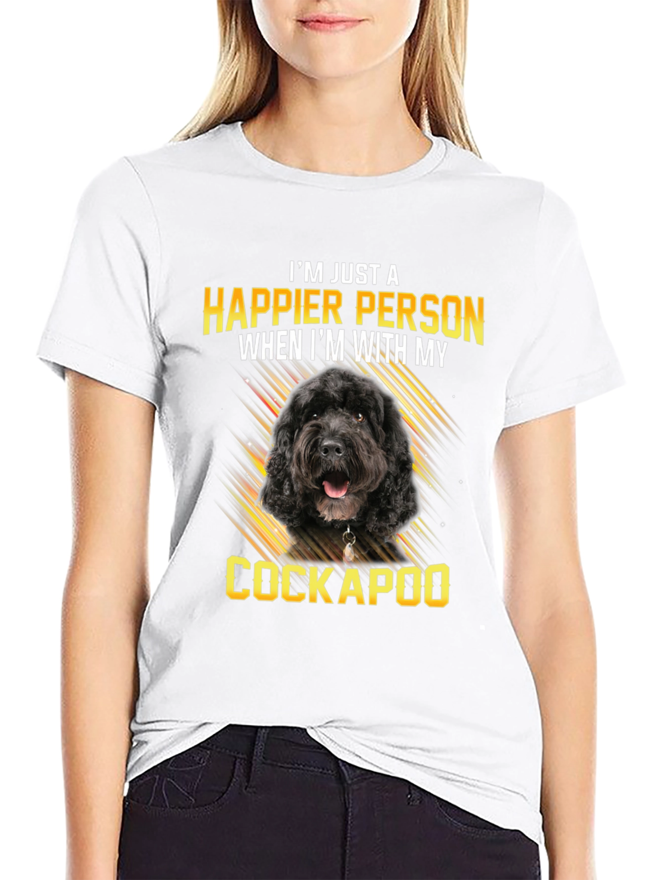 Happy Cockapoo Person Black T-Shirt