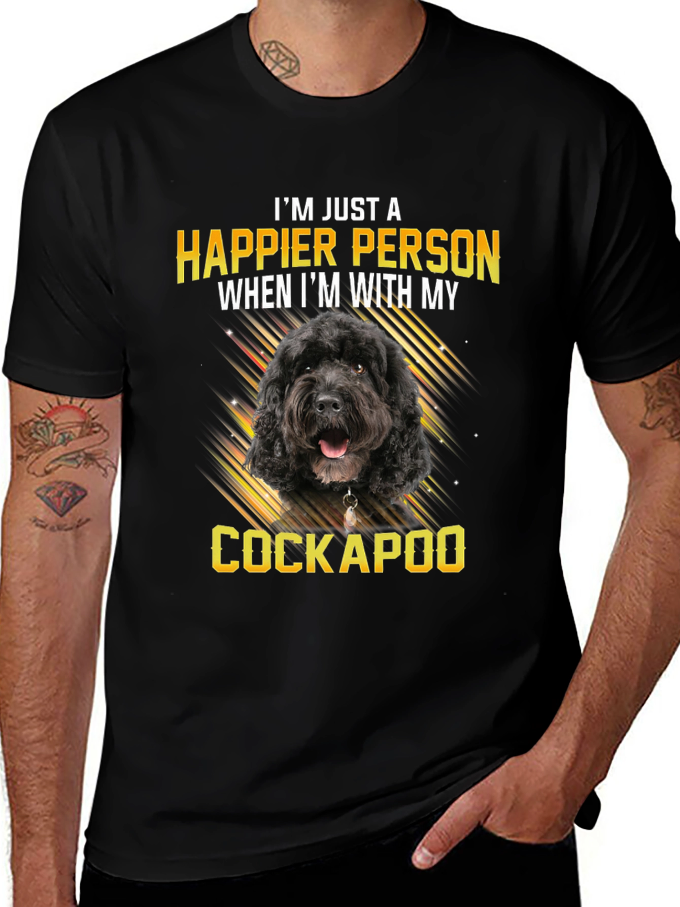 Happy Cockapoo Person Black T-Shirt
