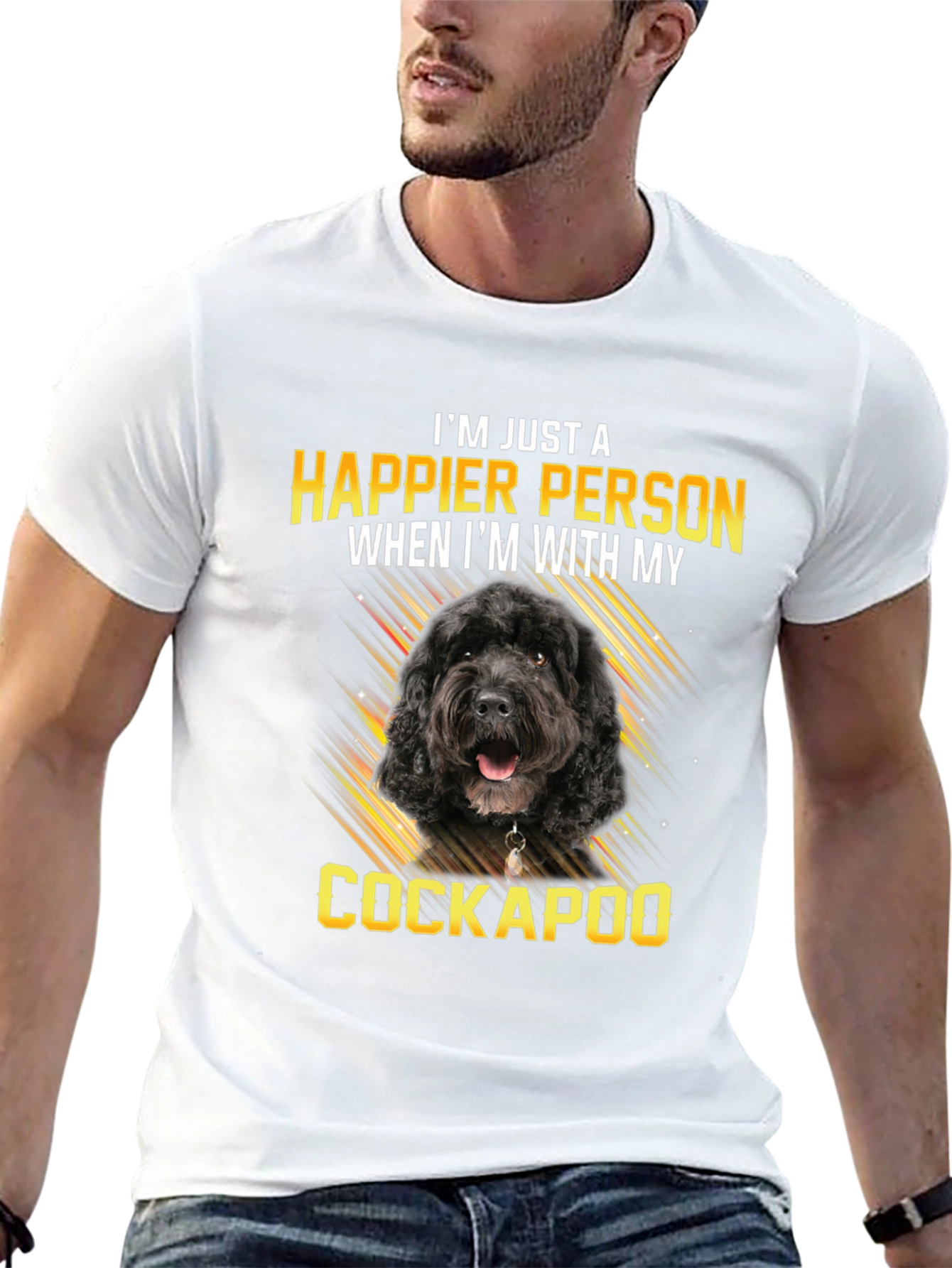 Happy Cockapoo Person Black T-Shirt