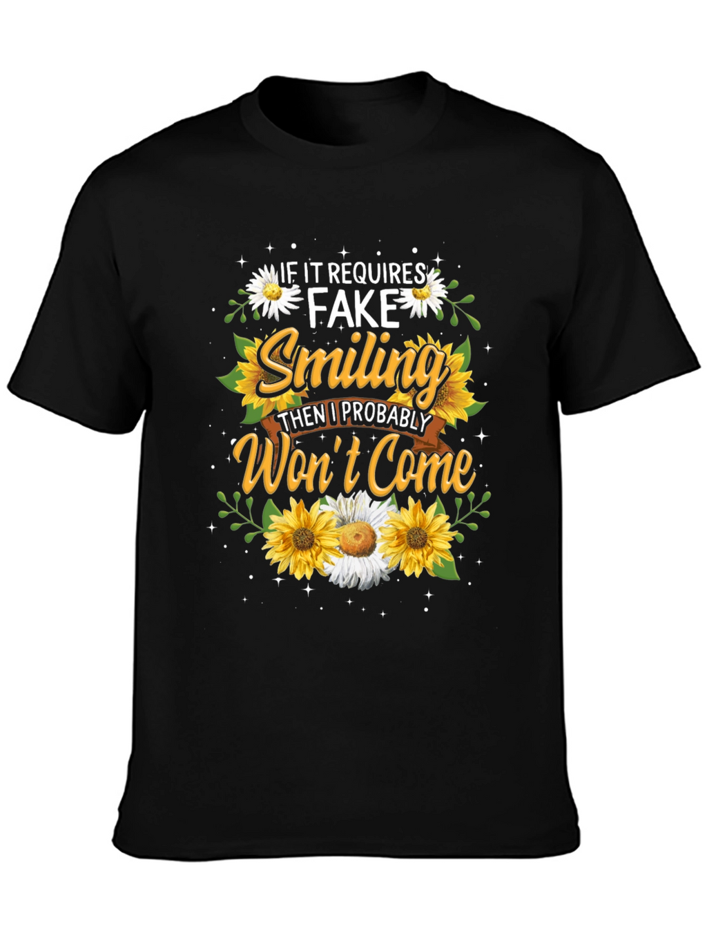 Fake Smiling T-Shirt - Floral Design
