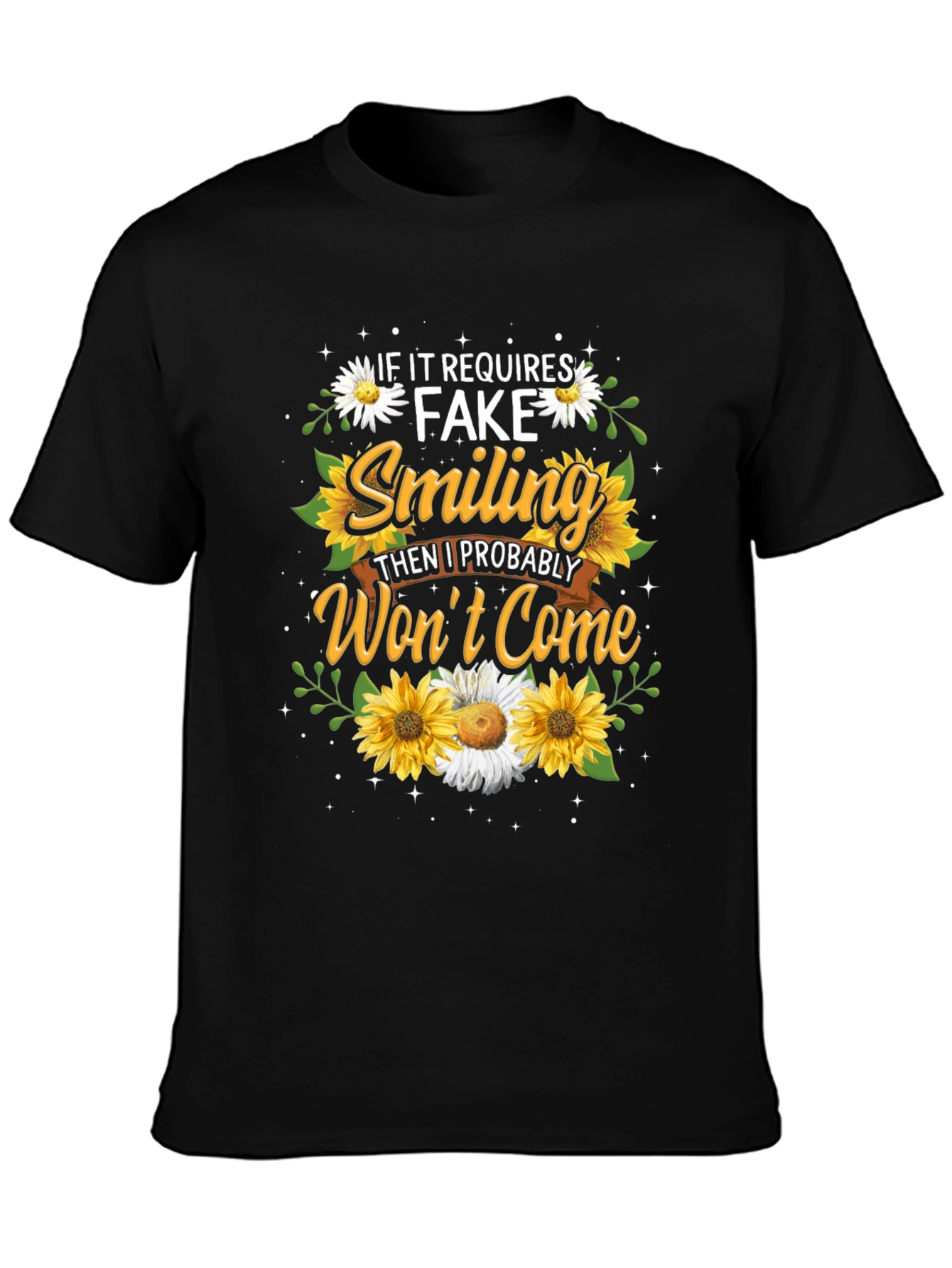 Fake Smiling T-Shirt - Floral Design