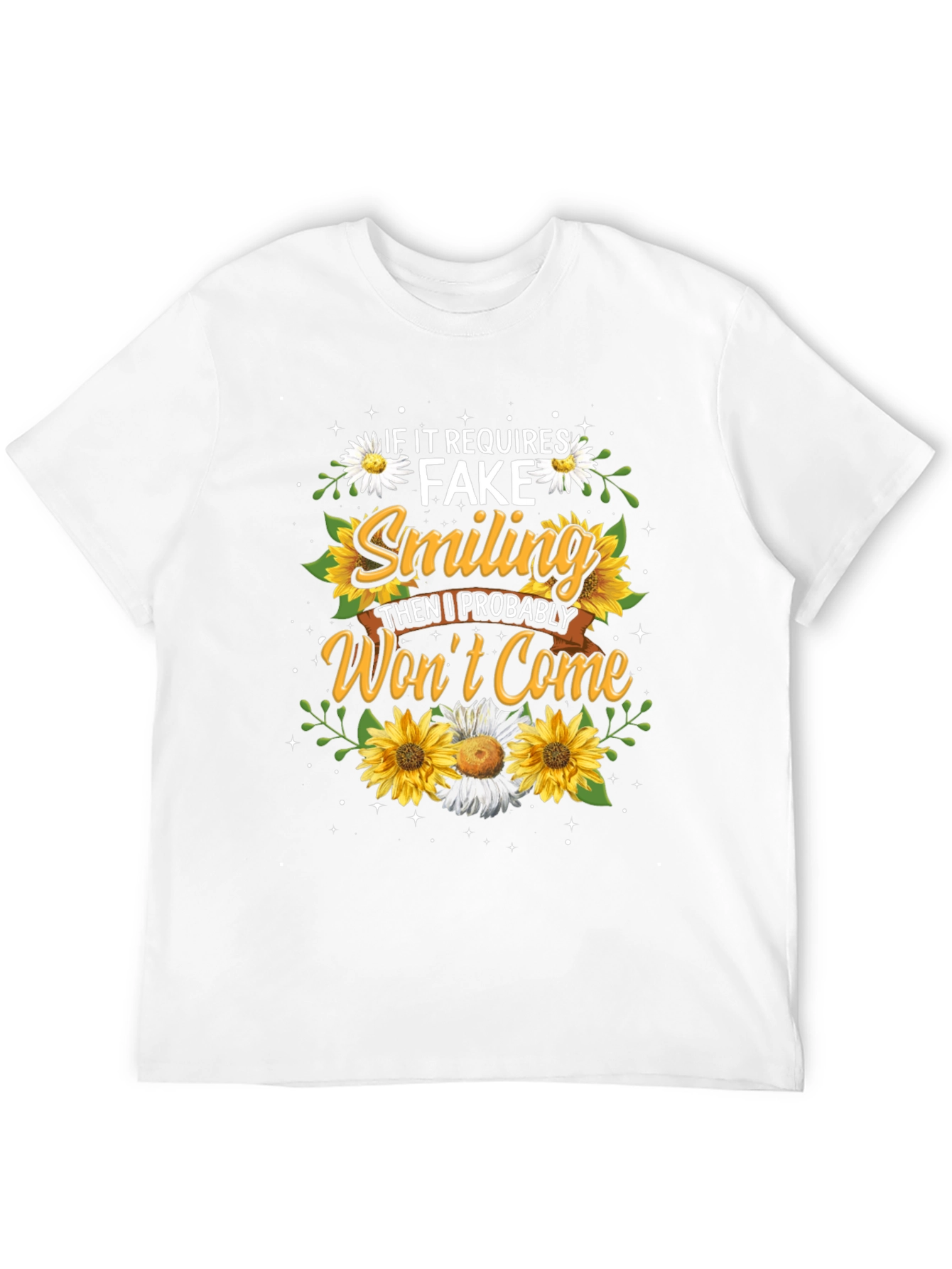 Fake Smiling T-Shirt - Floral Design