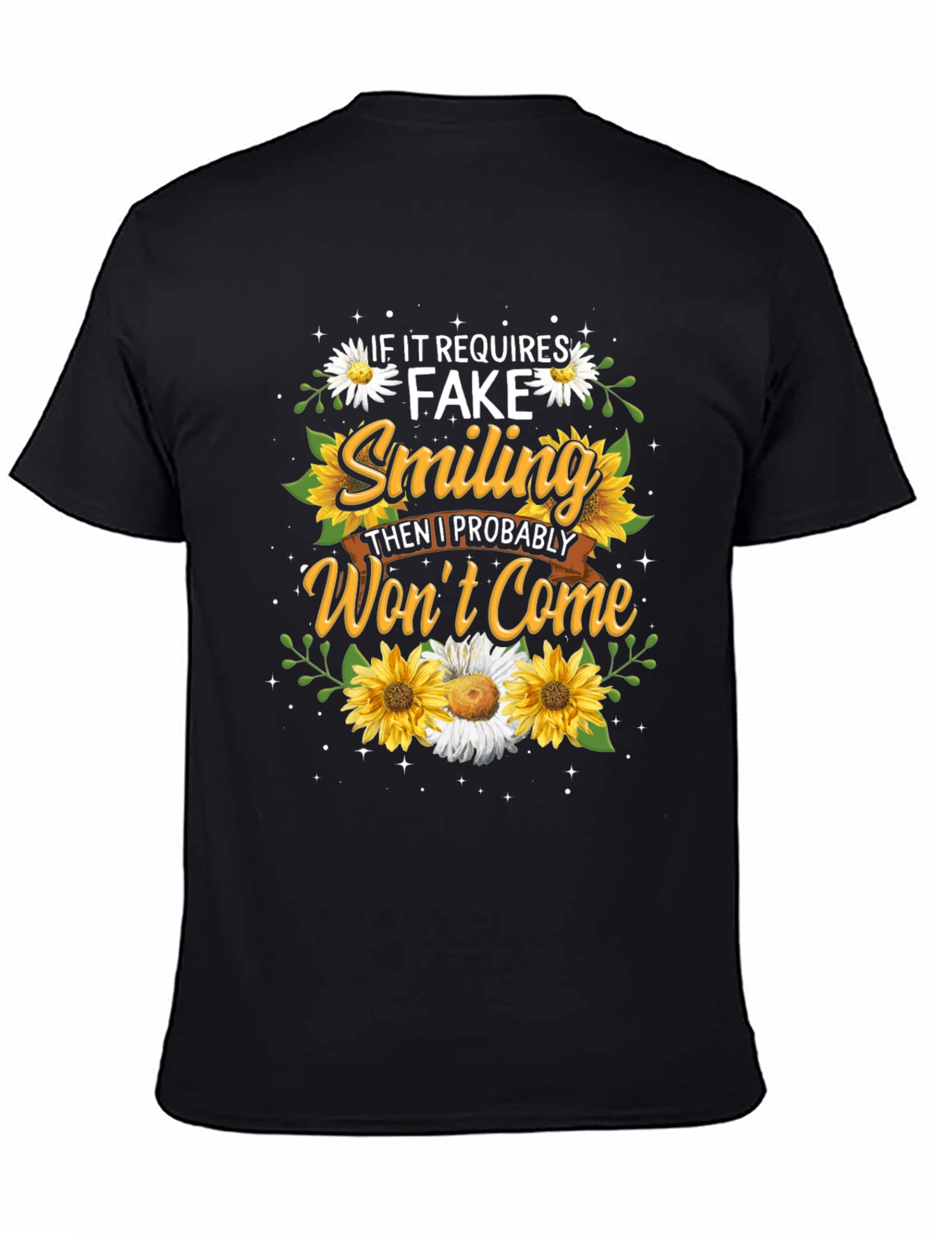 Fake Smiling T-Shirt - Floral Design