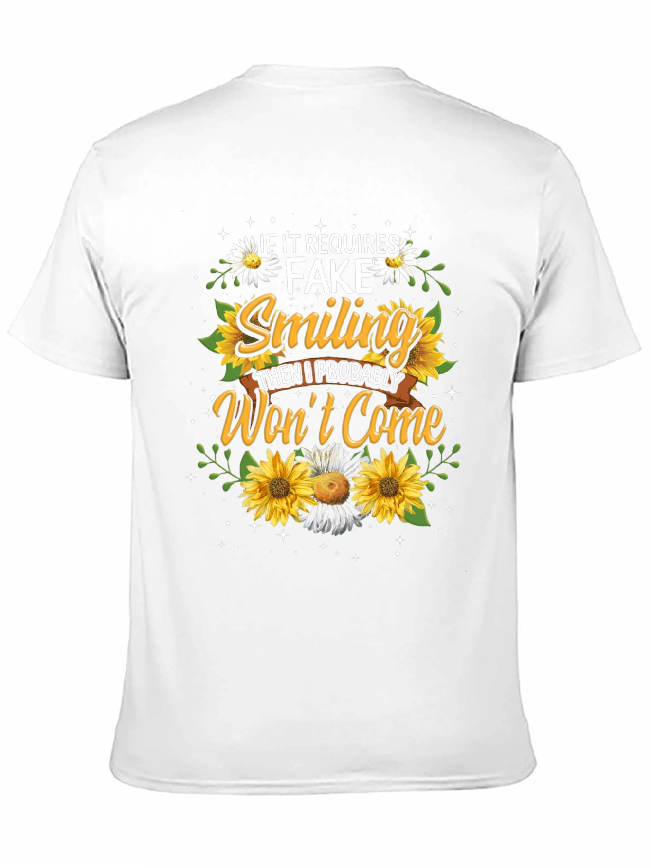 Fake Smiling T-Shirt - Floral Design