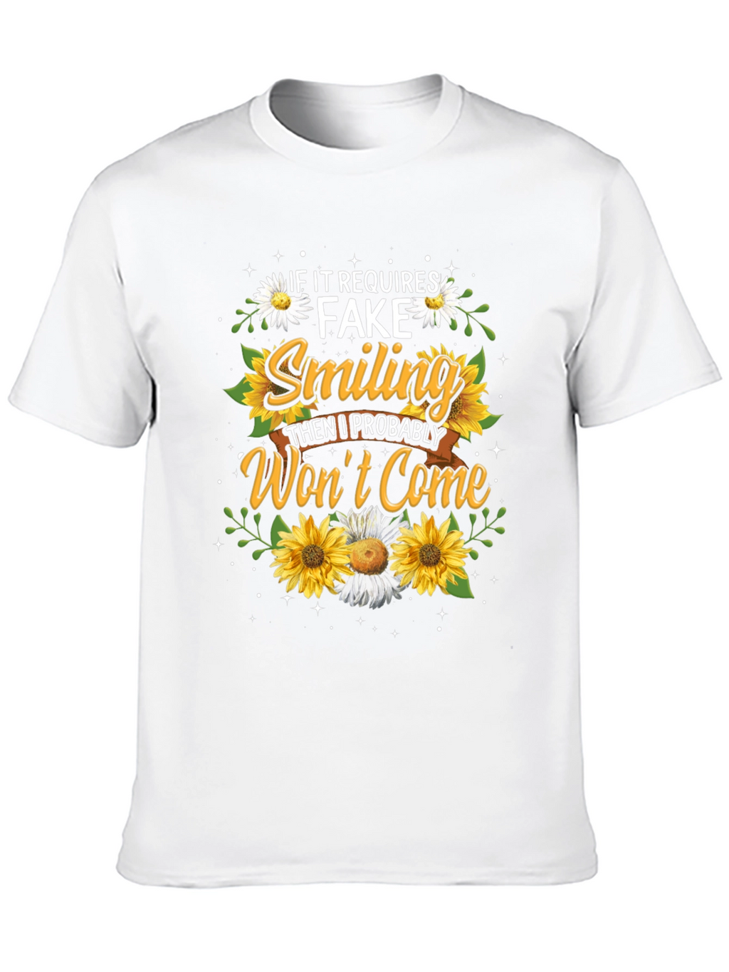 Fake Smiling T-Shirt - Floral Design