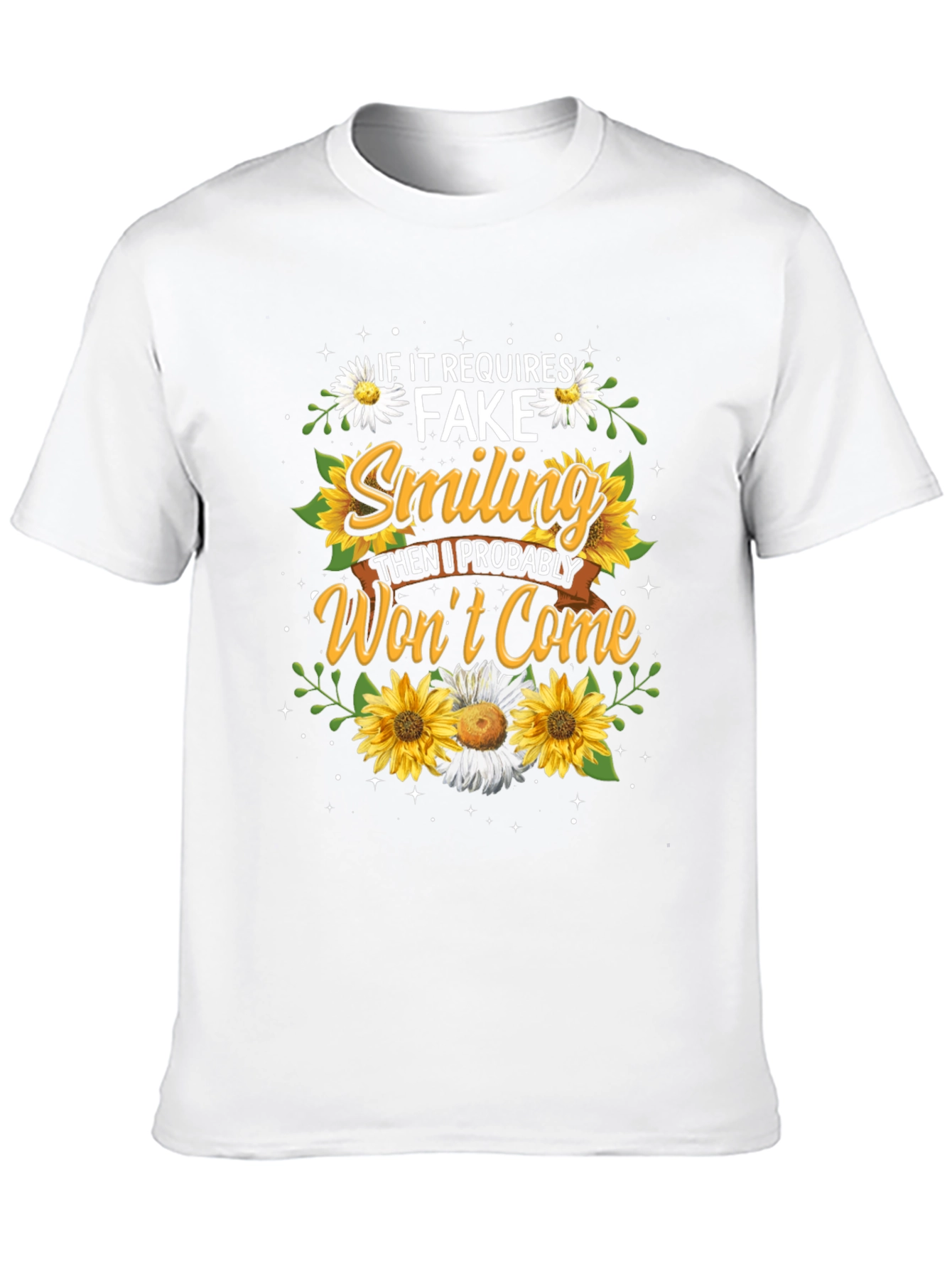 Fake Smiling T-Shirt - Floral Design