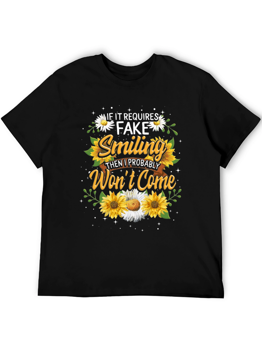 Fake Smiling T-Shirt - Floral Design