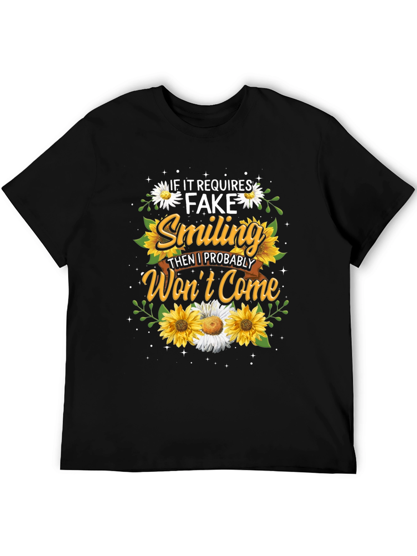 Fake Smiling T-Shirt - Floral Design