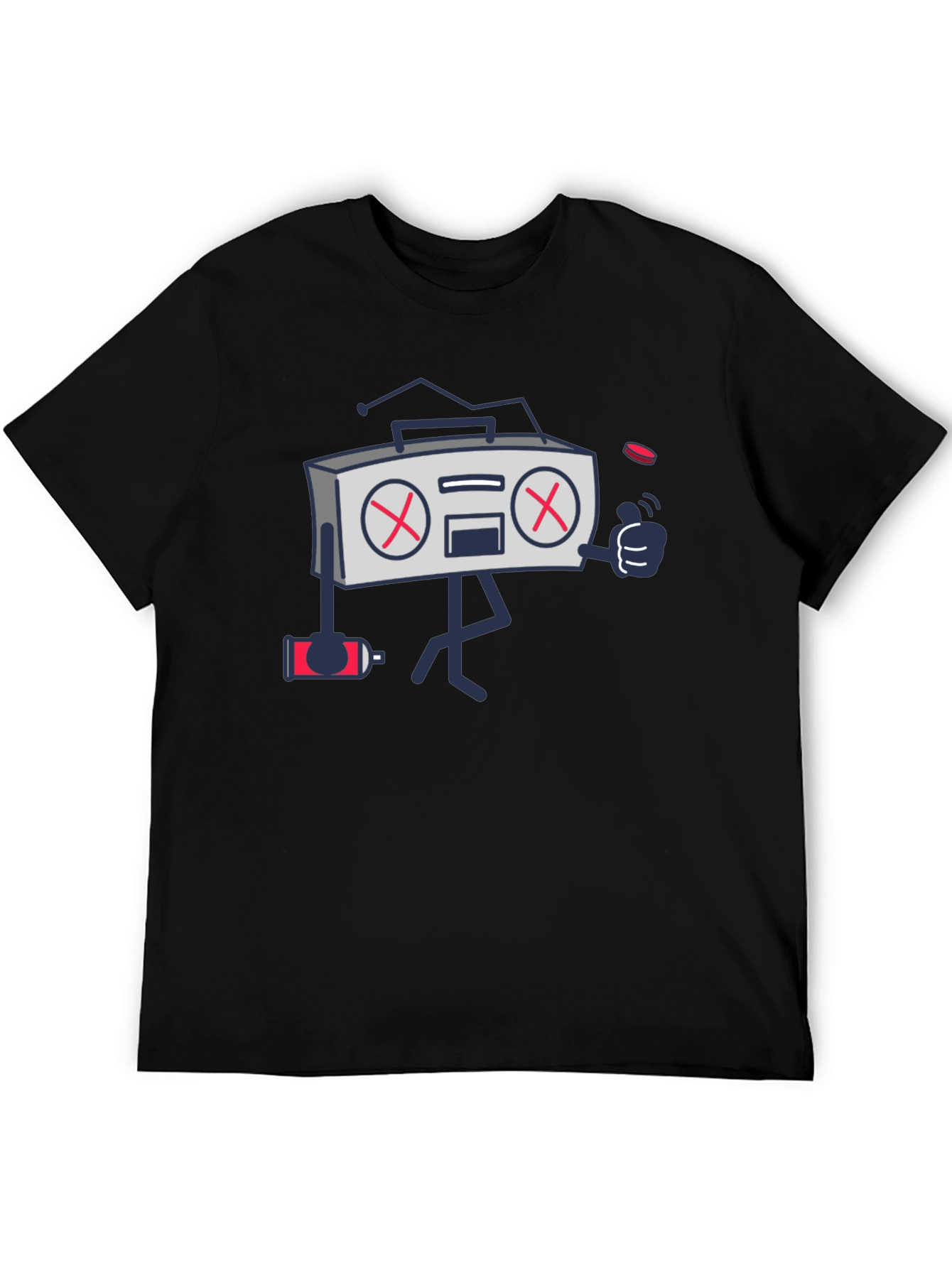 Radio Cartoon Black Graphic T-Shirt