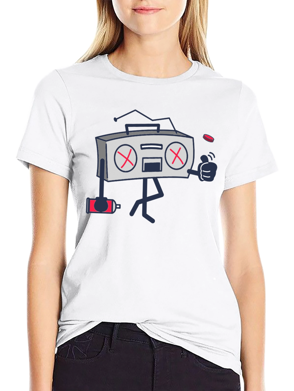 Radio Cartoon Black Graphic T-Shirt