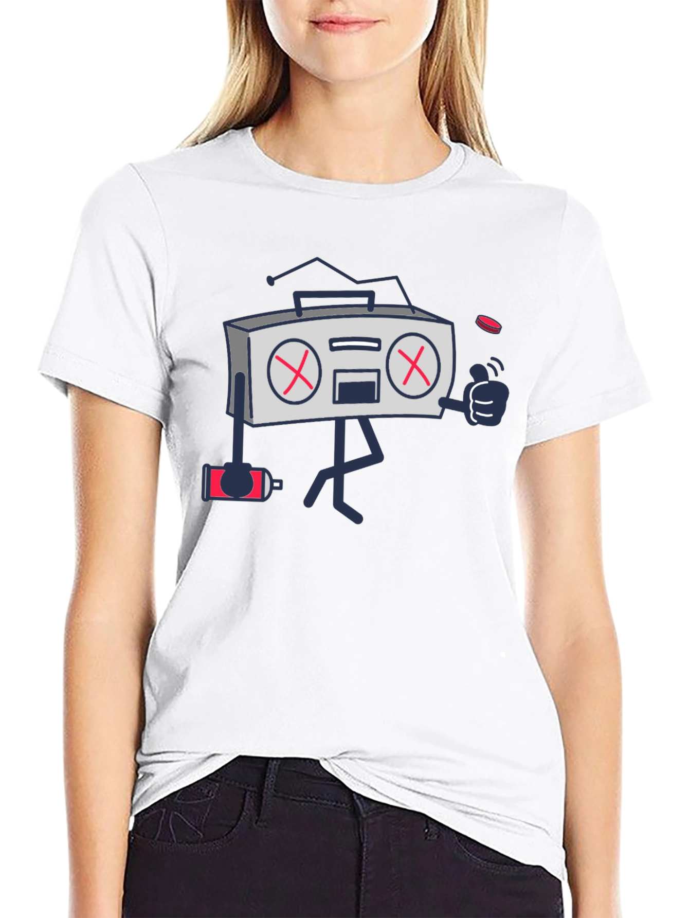 Radio Cartoon Black Graphic T-Shirt