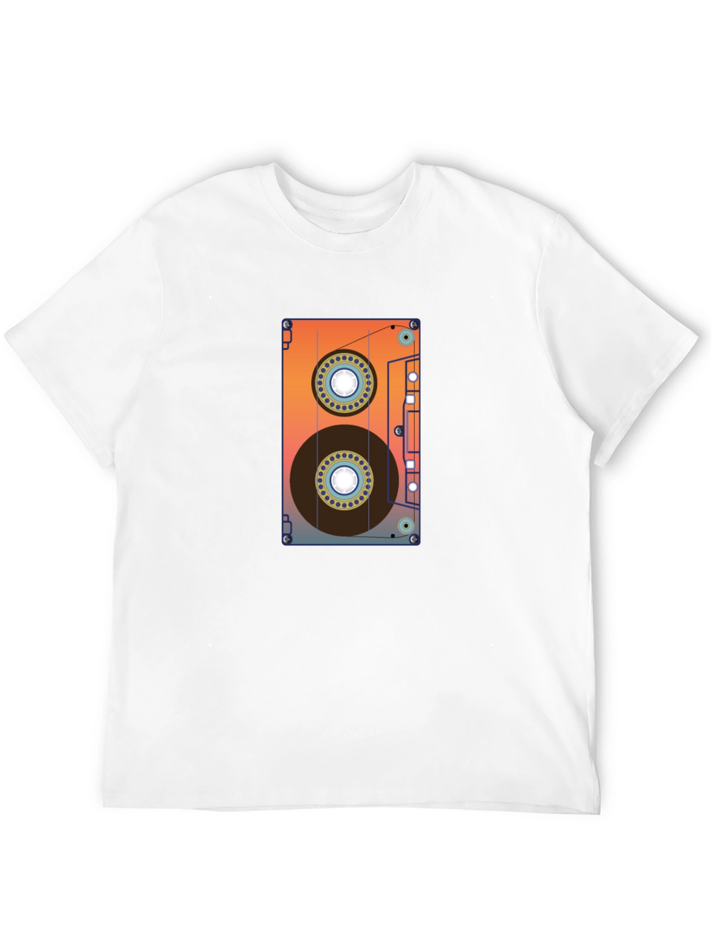 Retro Cassette Tape Graphic Tee - Black Cotton Blend