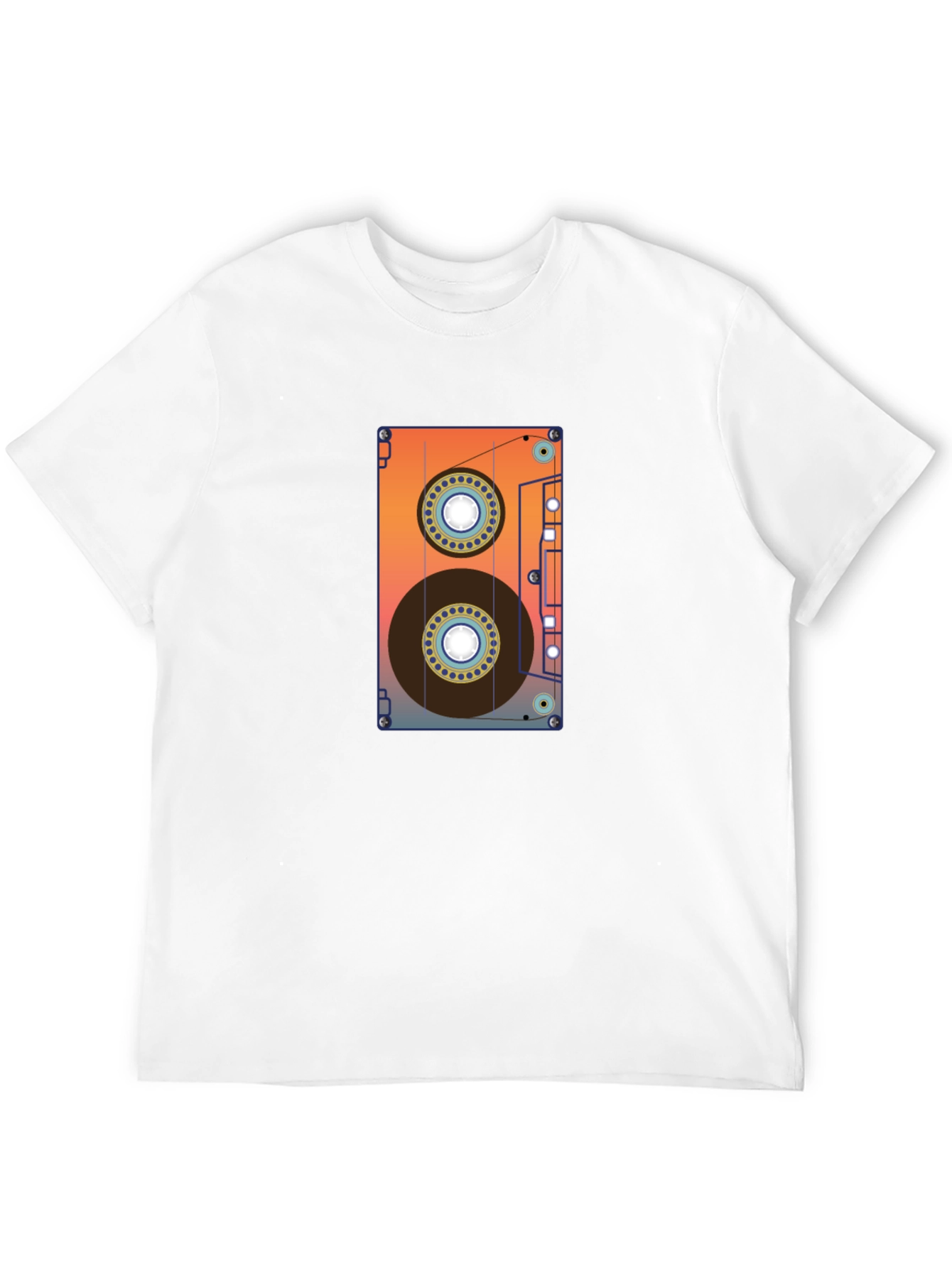 Retro Cassette Tape Graphic Tee - Black Cotton Blend