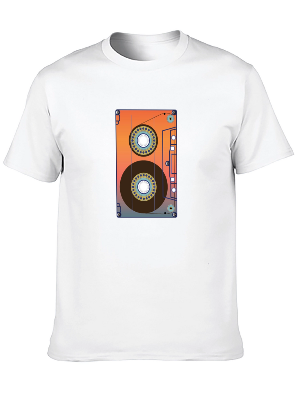 Retro Cassette Tape Graphic Tee - Black Cotton Blend