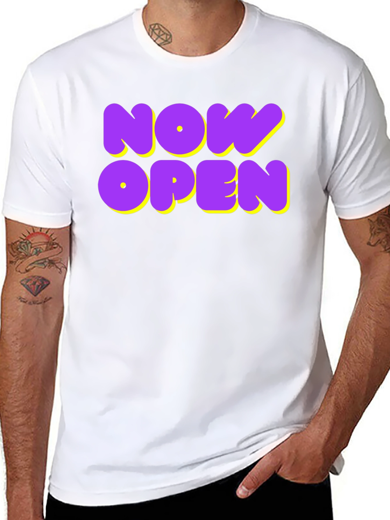 Now Open Graphic Tee - Trendy Casual Wear