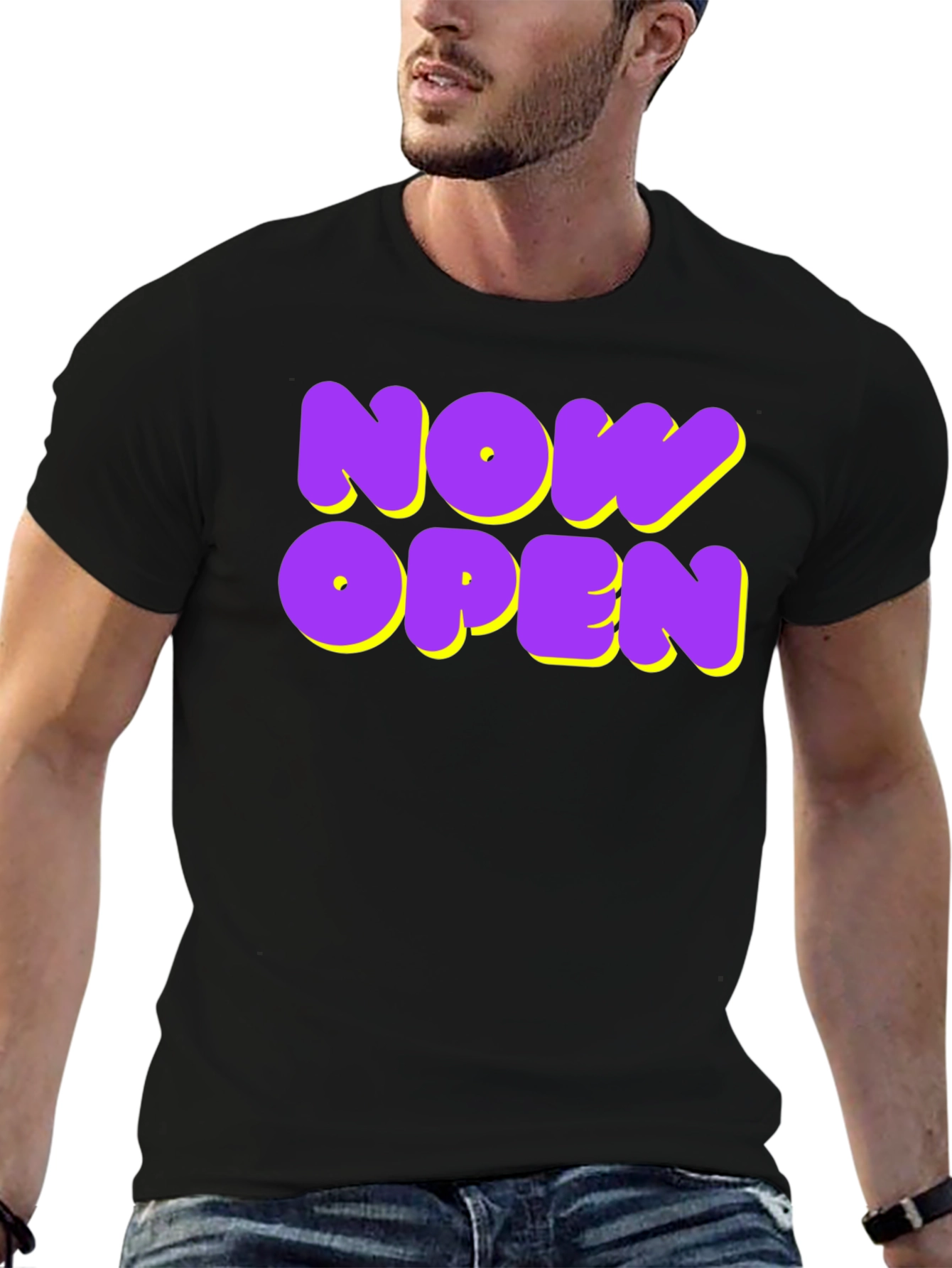 Now Open Graphic Tee - Trendy Casual Wear