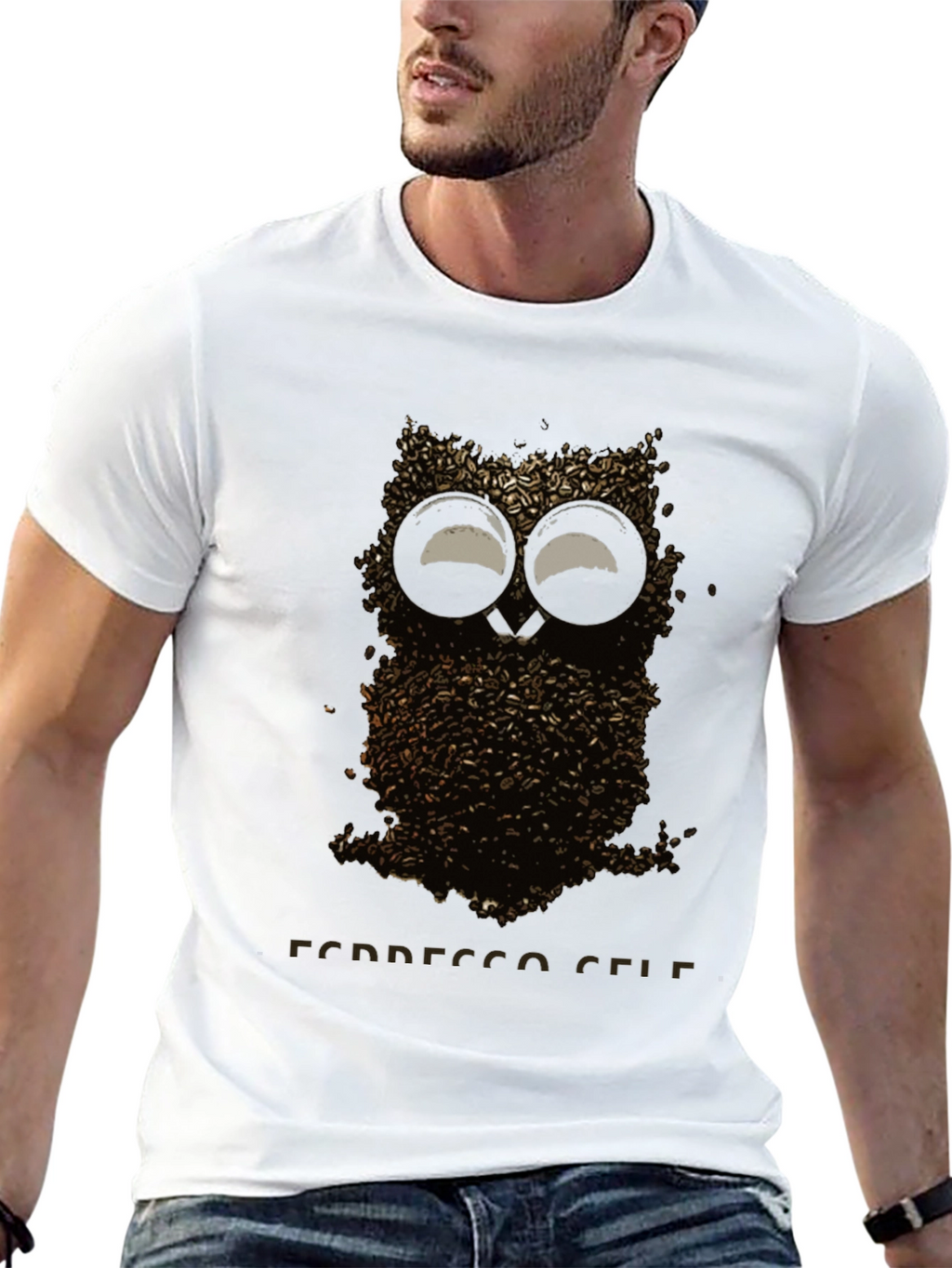 Coffee Bean Owl T-Shirt - Espresso Self