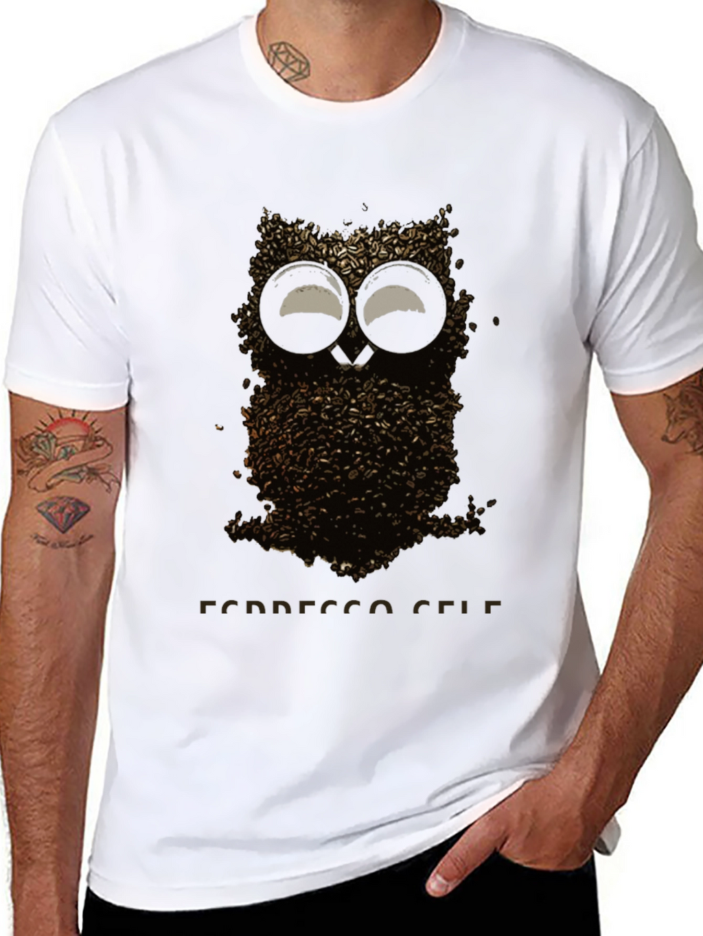 Coffee Bean Owl T-Shirt - Espresso Self
