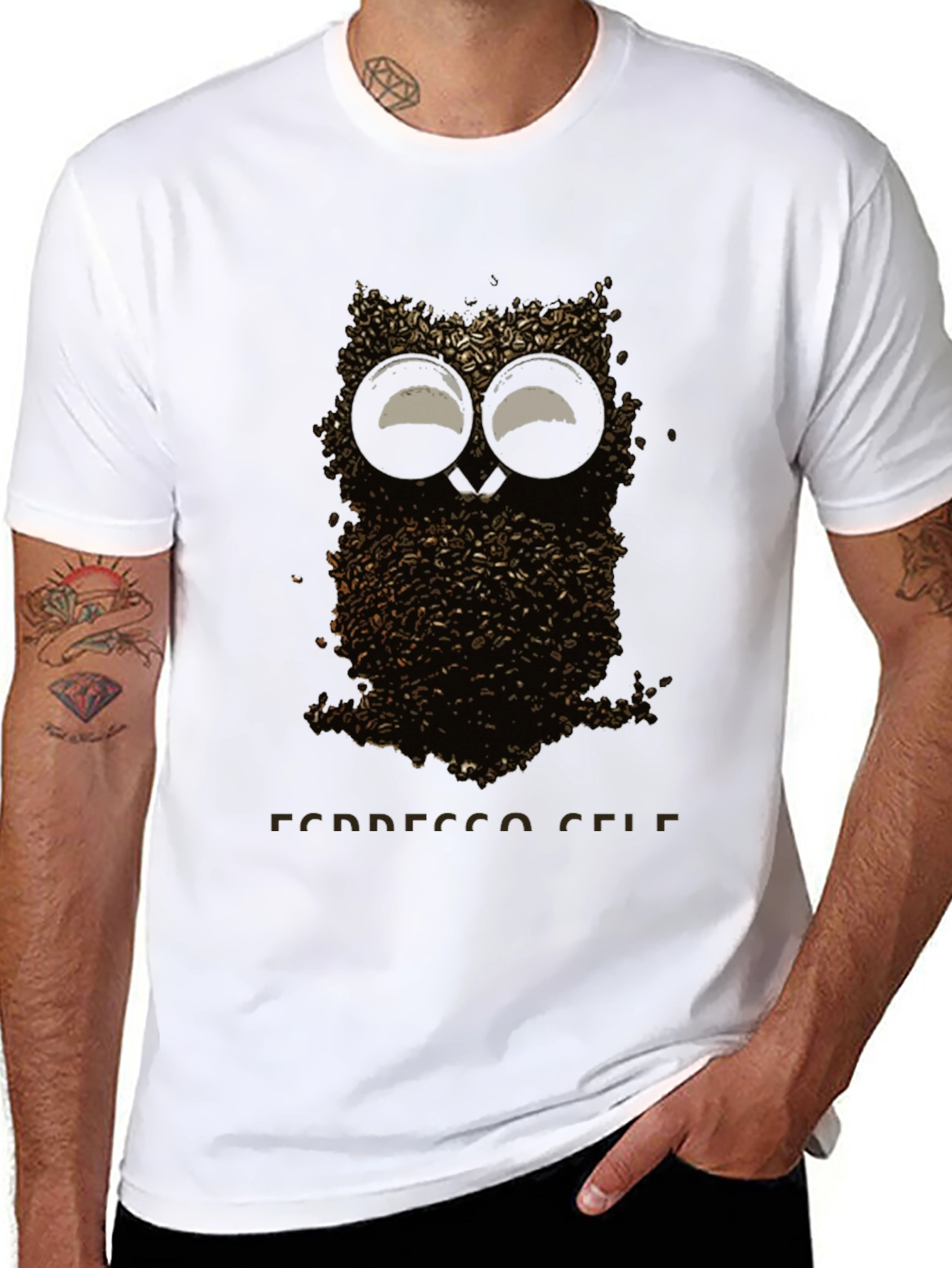 Coffee Bean Owl T-Shirt - Espresso Self
