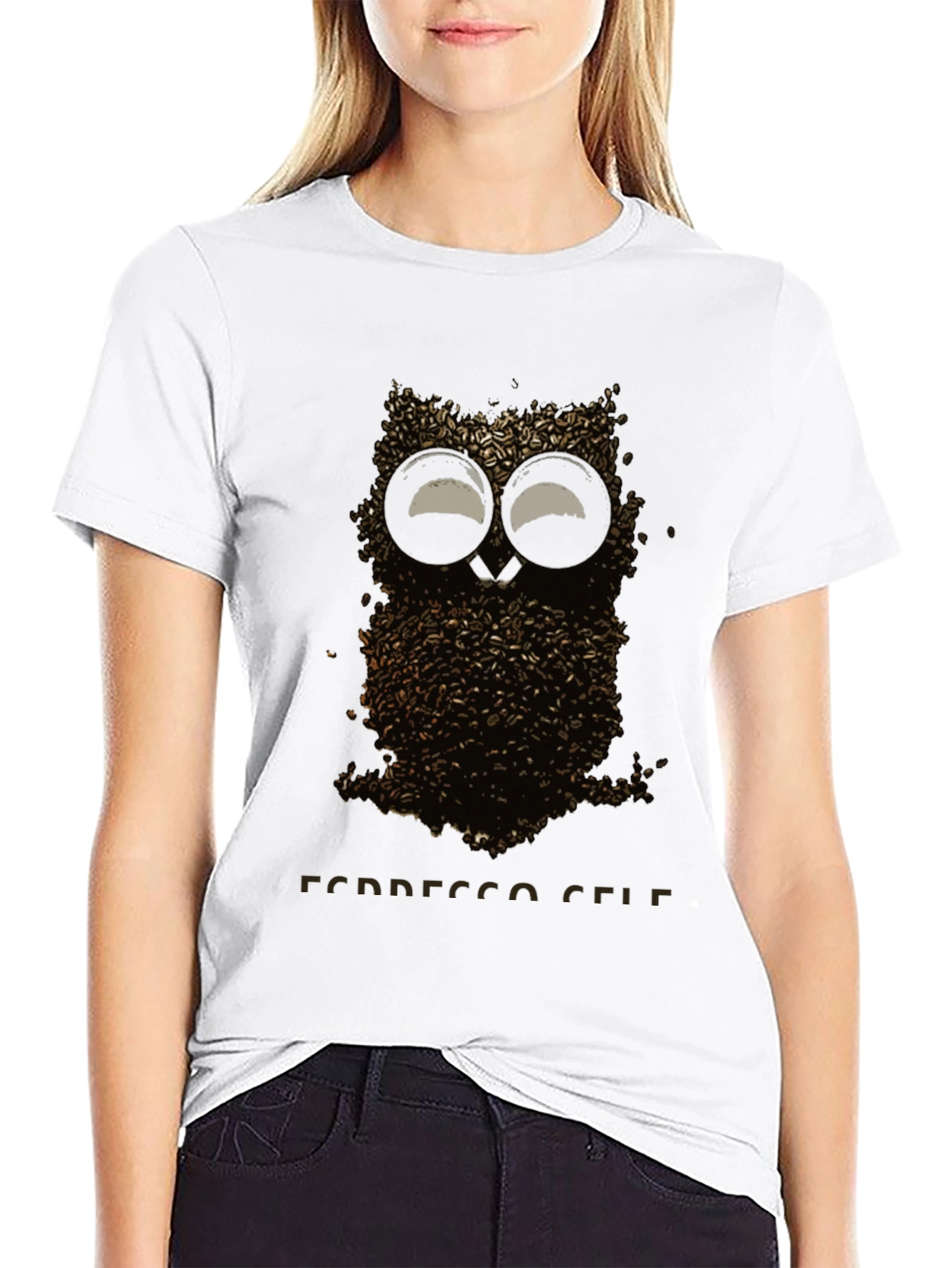 Coffee Bean Owl T-Shirt - Espresso Self